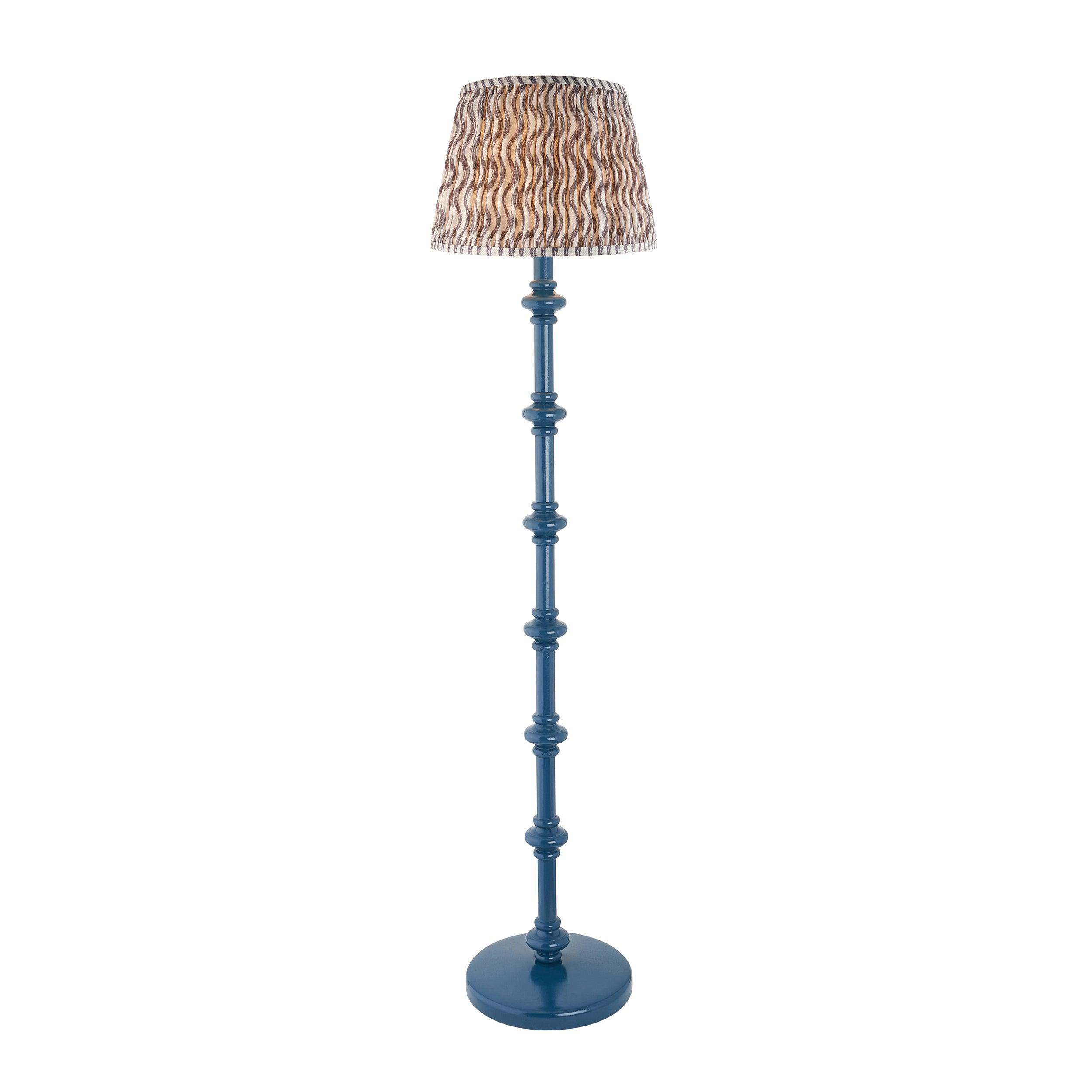 Carnaby Blue Floor Lamp & Ripple 35cm Pearl Grey Shade