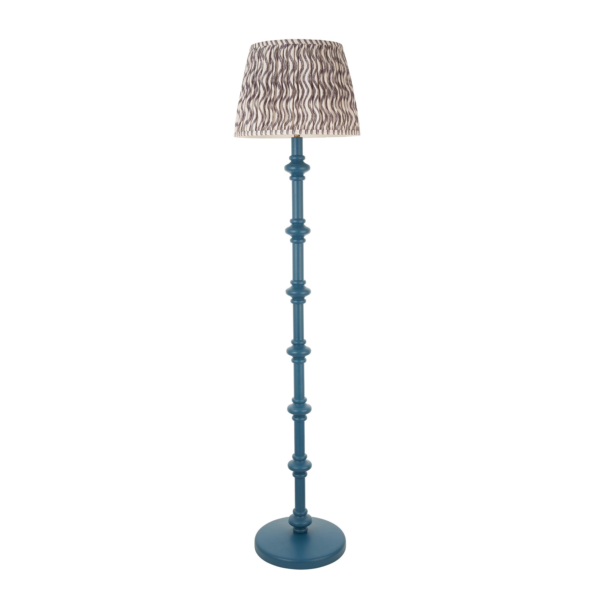 Carnaby Blue Floor Lamp & Ripple 35cm Pearl Grey Shade