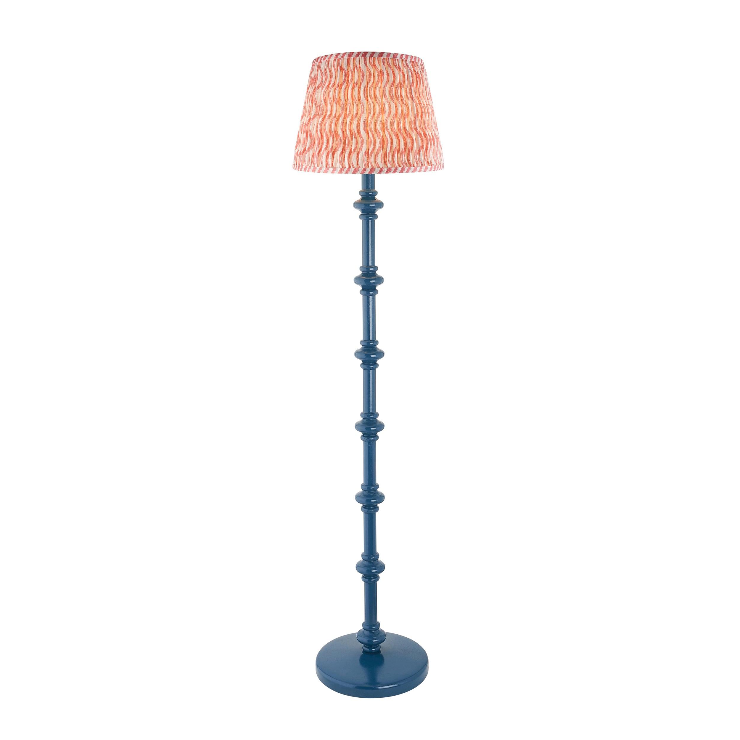 Carnaby Blue Floor Lamp & Ripple 35cm Coral Pink Shade