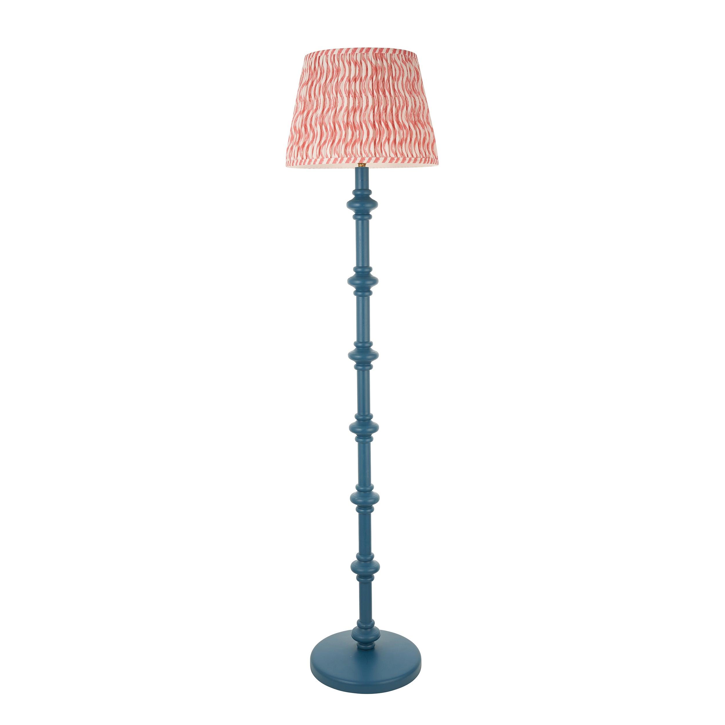 Carnaby Blue Floor Lamp & Ripple 35cm Coral Pink Shade