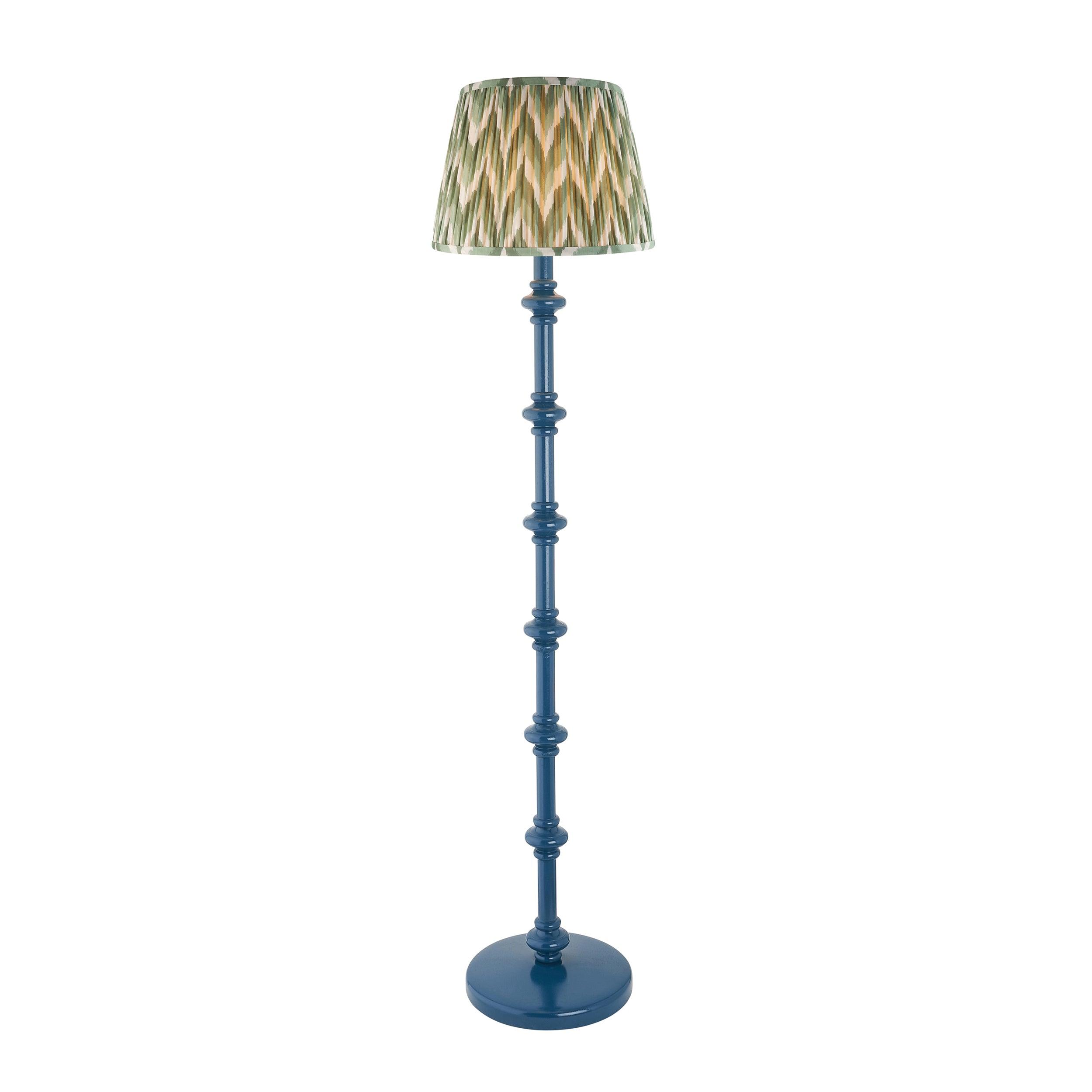 Carnaby Blue Floor Lamp & Zigzag 35cm Cotswold Green Shade