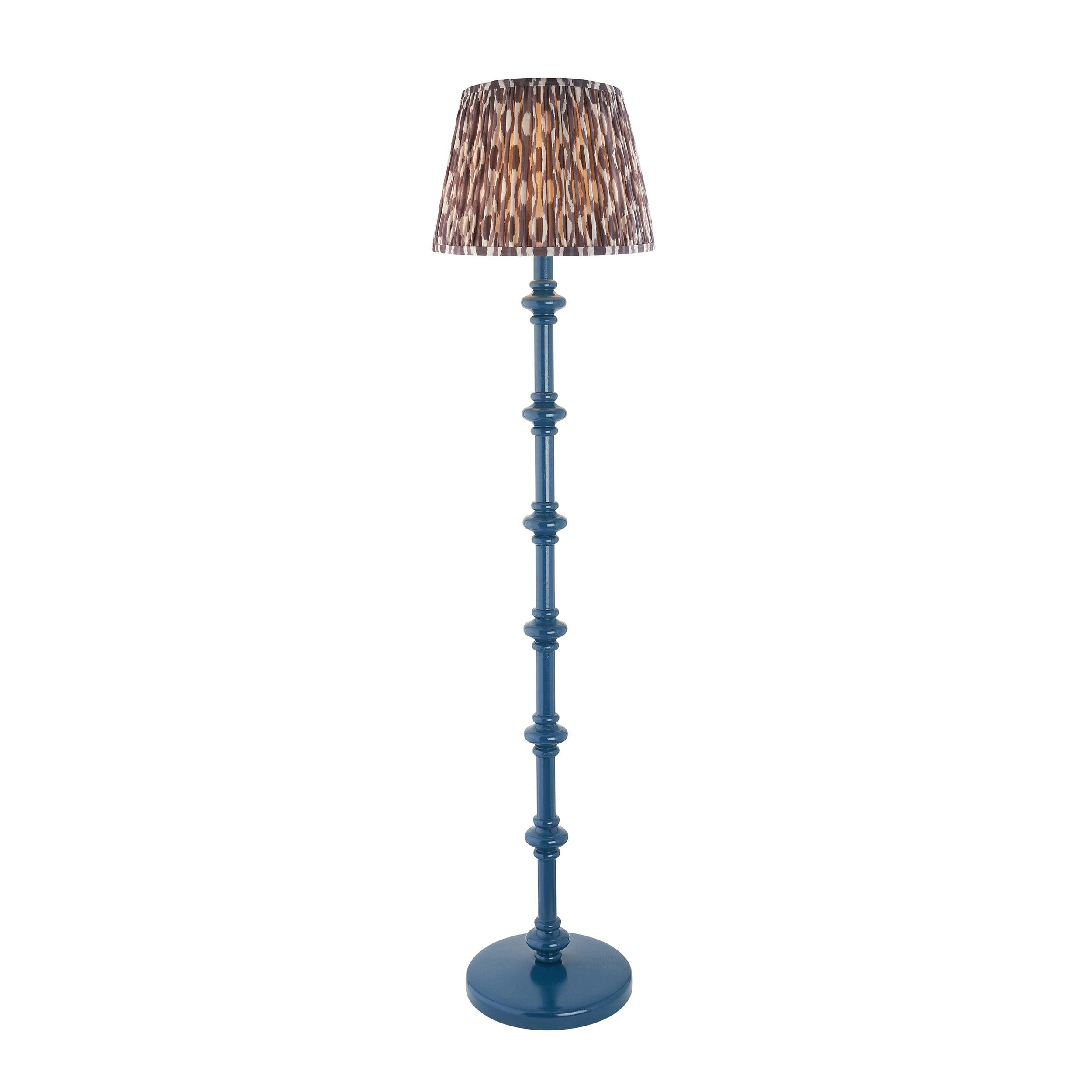 Carnaby Blue Floor Lamp & Ikat 35cm Pearl Grey Shade