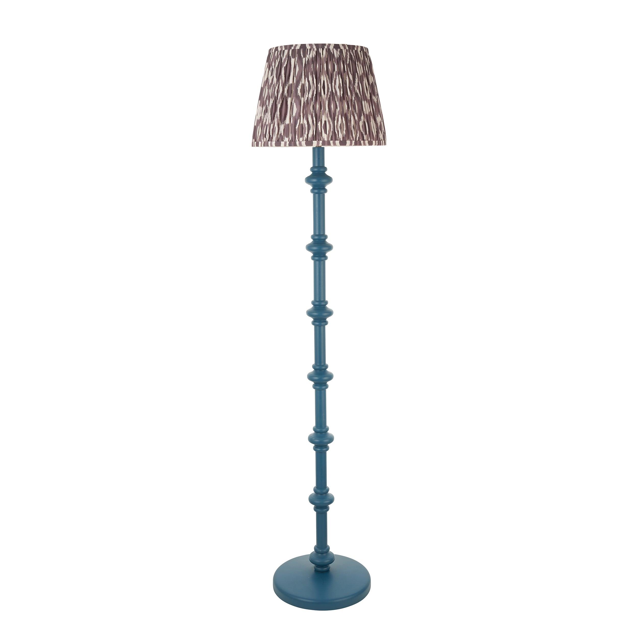 Carnaby Blue Floor Lamp & Ikat 35cm Pearl Grey Shade