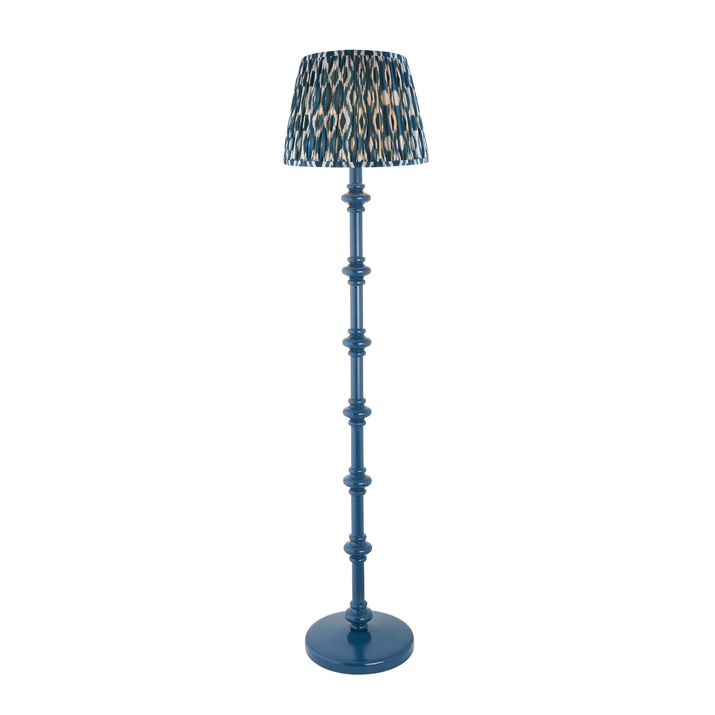 Carnaby Blue Floor Lamp & Ikat 35cm Marlin Blue Shade