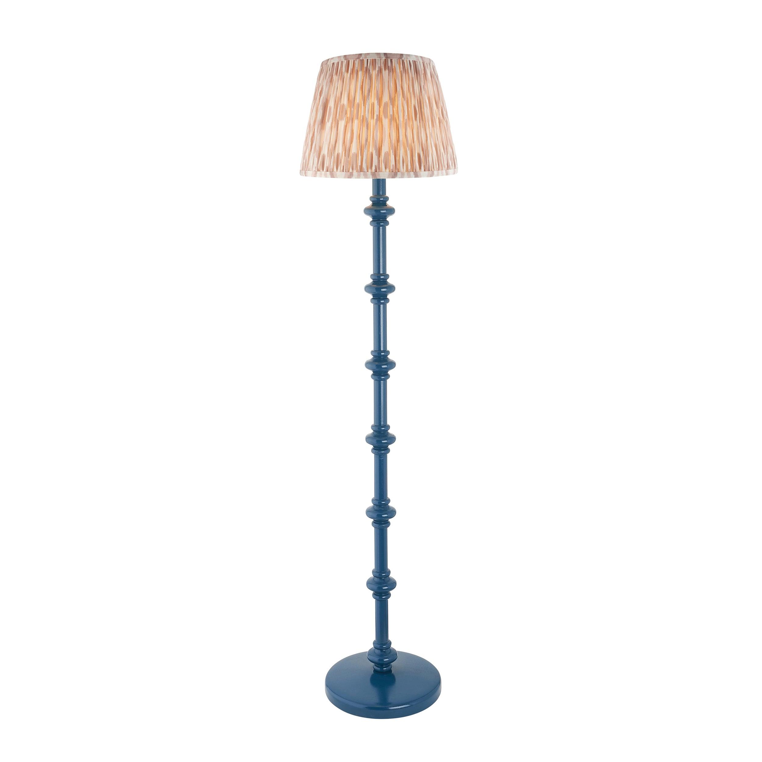 Carnaby Blue Floor Lamp & Ikat 35cm Neutral Shade