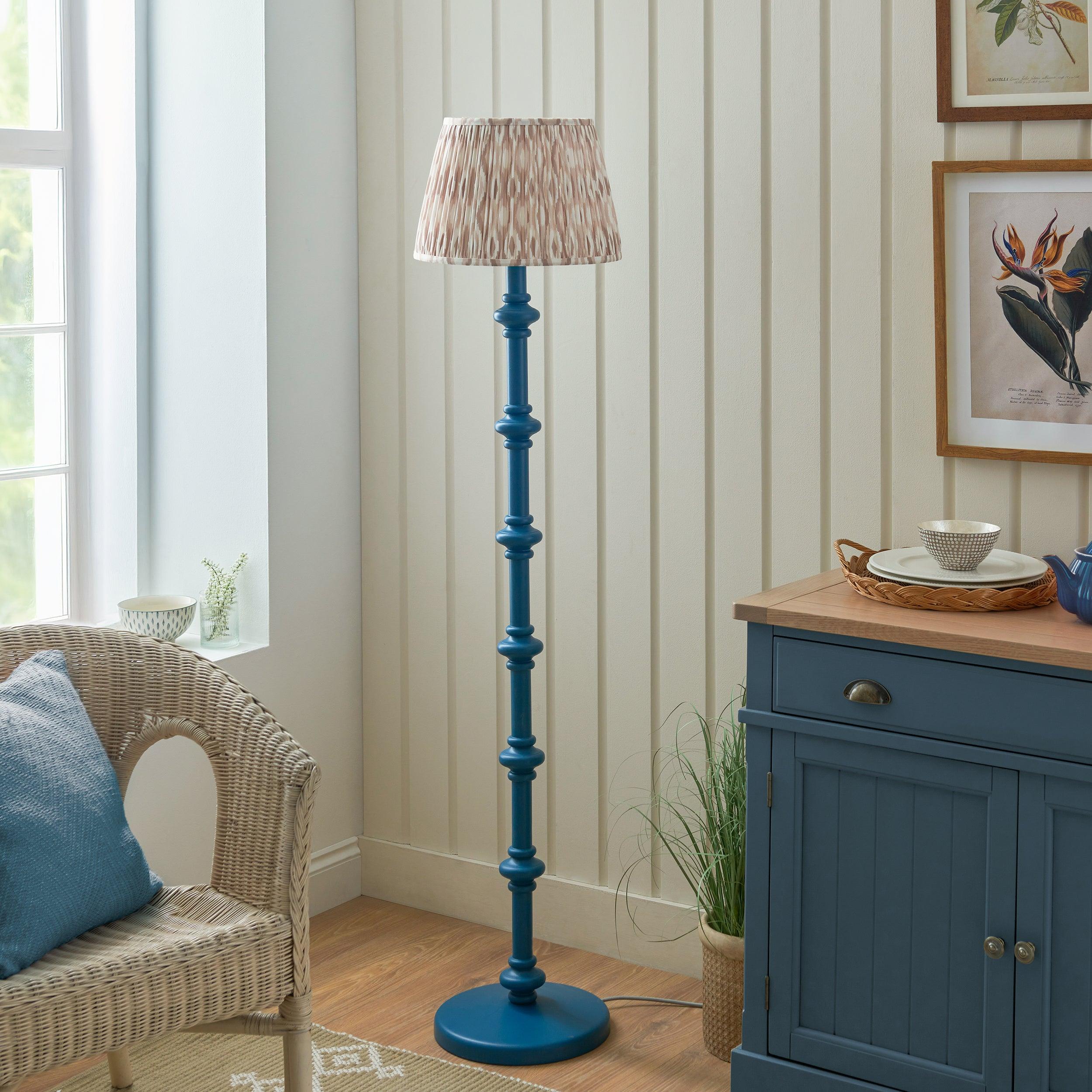 Carnaby Blue Floor Lamp & Ikat 35cm Neutral Shade