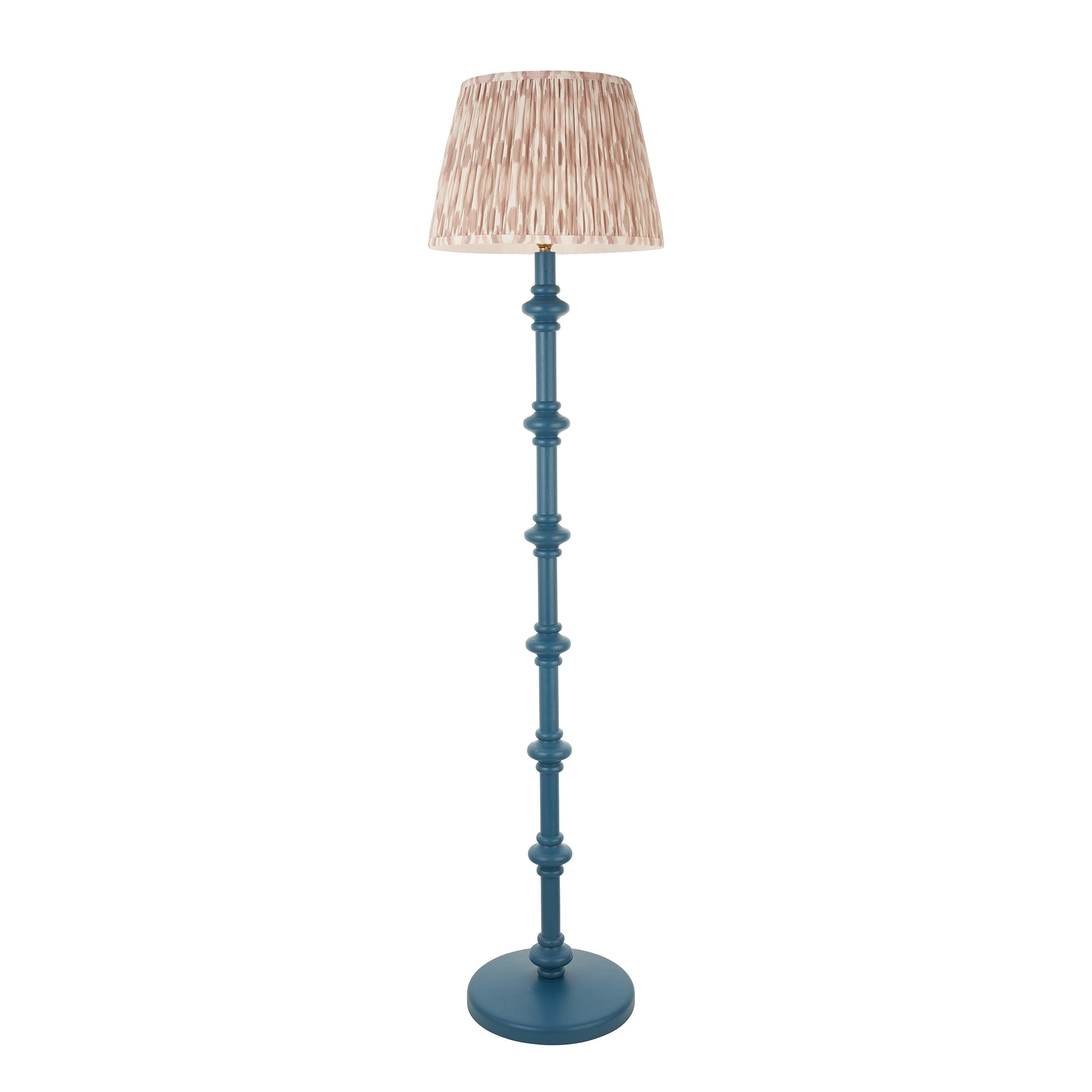 Carnaby Blue Floor Lamp & Ikat 35cm Neutral Shade