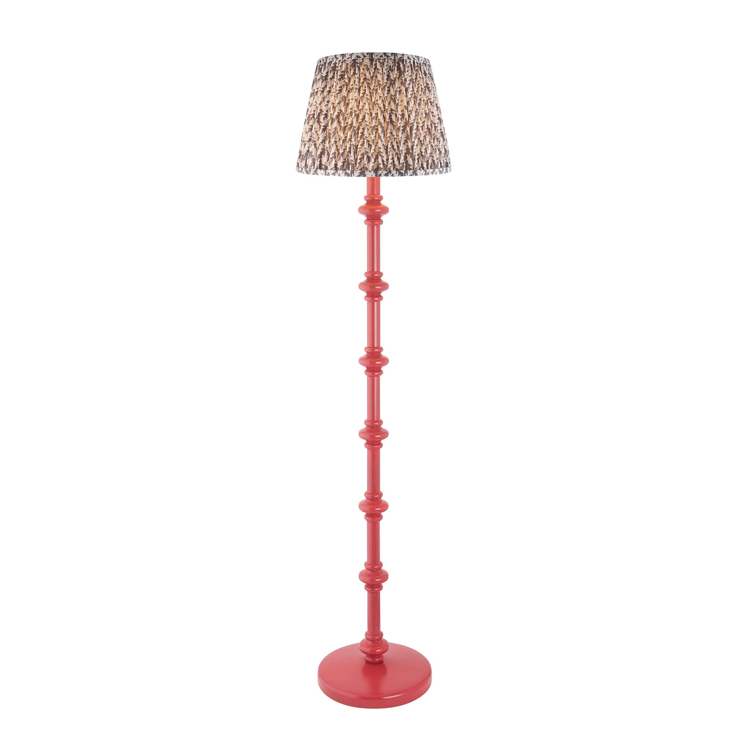 Carnaby Pink Floor Lamp & Leaf 35cm Pearl Grey Shade