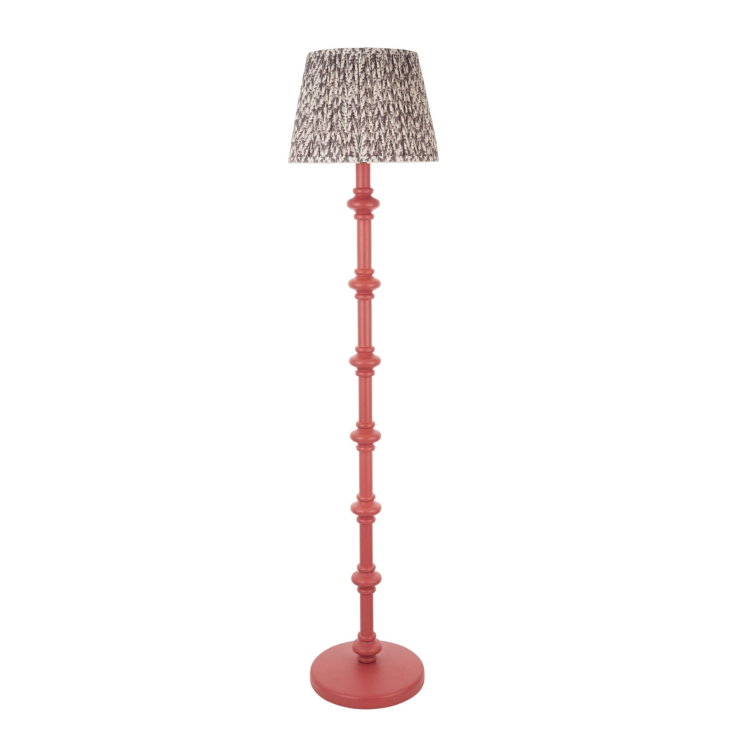 Carnaby Pink Floor Lamp & Leaf 35cm Pearl Grey Shade