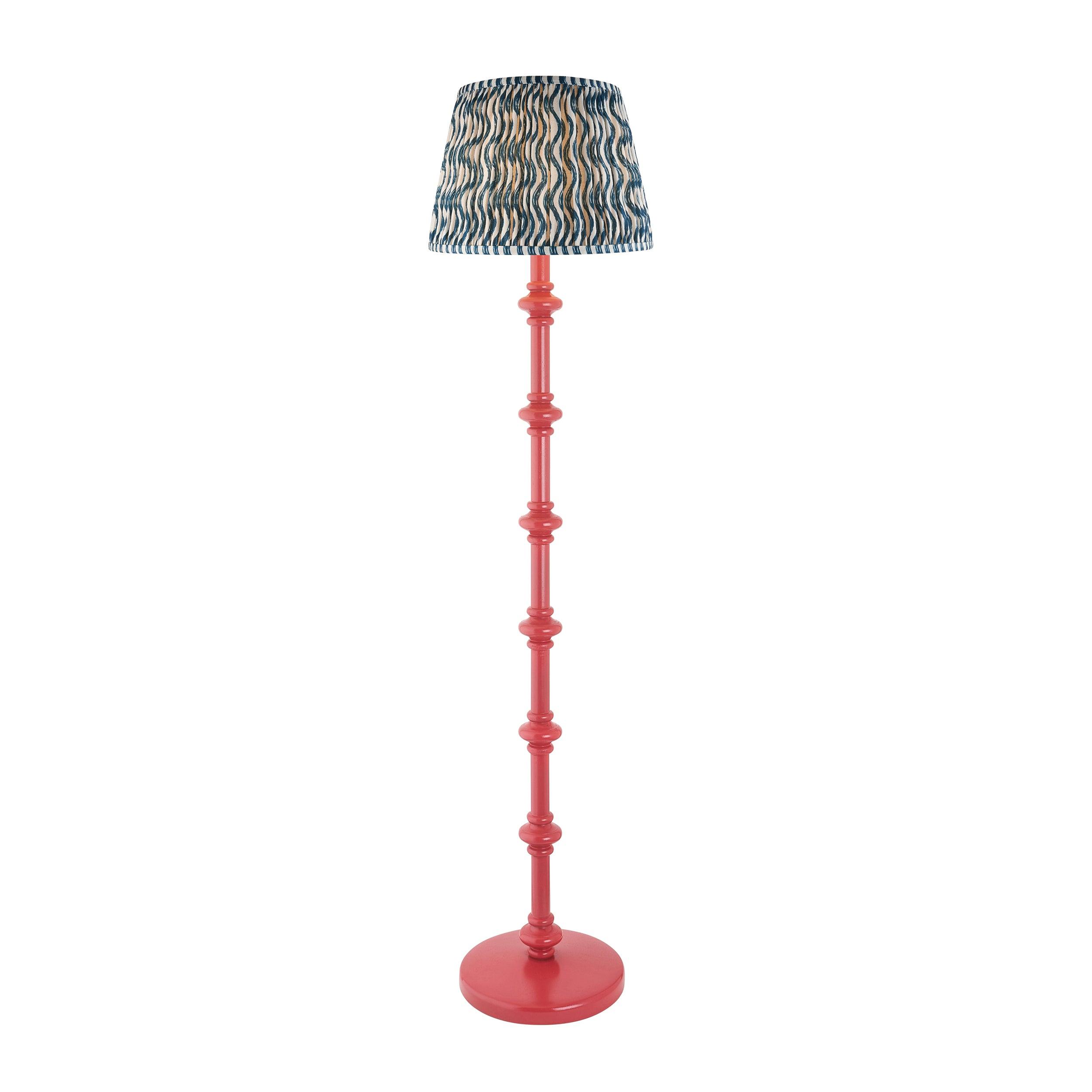 Carnaby Pink Floor Lamp & Ripple 35cm Marlin Blue Shade