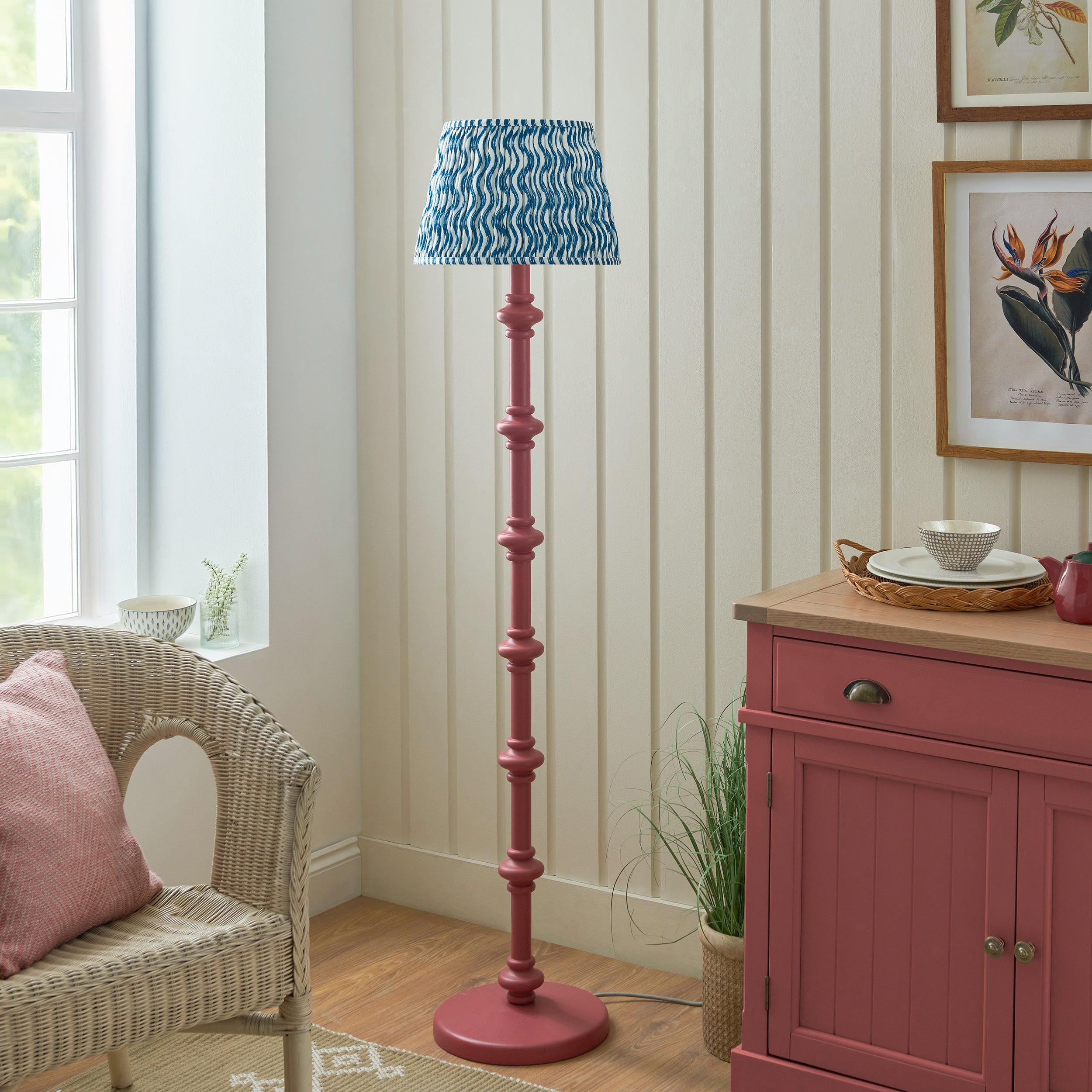 Carnaby Pink Floor Lamp & Ripple 35cm Marlin Blue Shade
