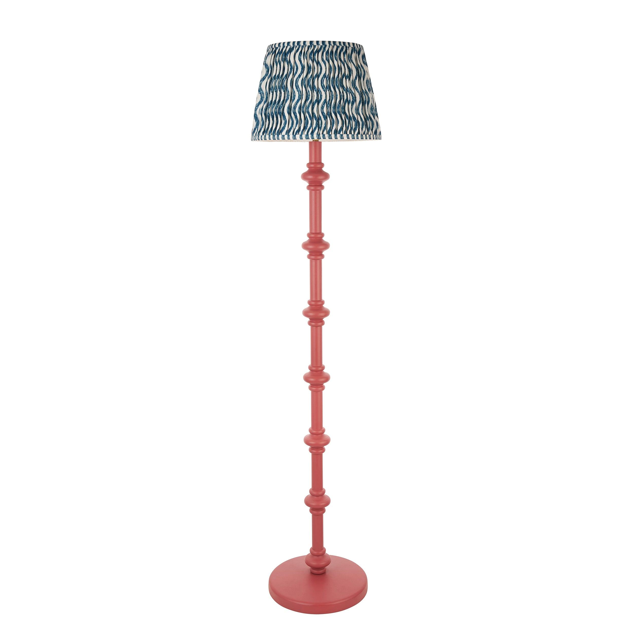 Carnaby Pink Floor Lamp & Ripple 35cm Marlin Blue Shade