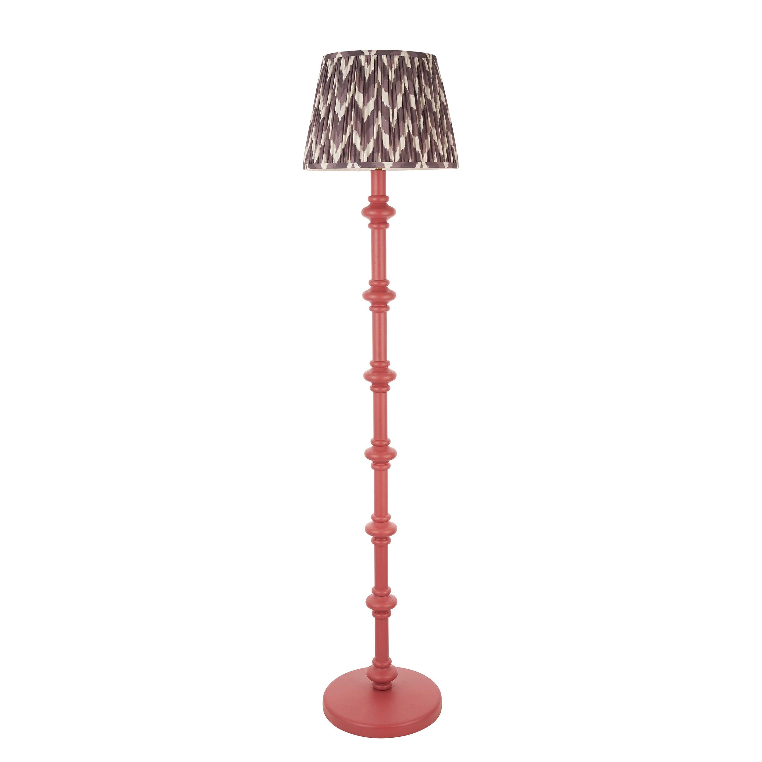 Carnaby Pink Floor Lamp & Zigzag 35cm Pearl Grey Shade