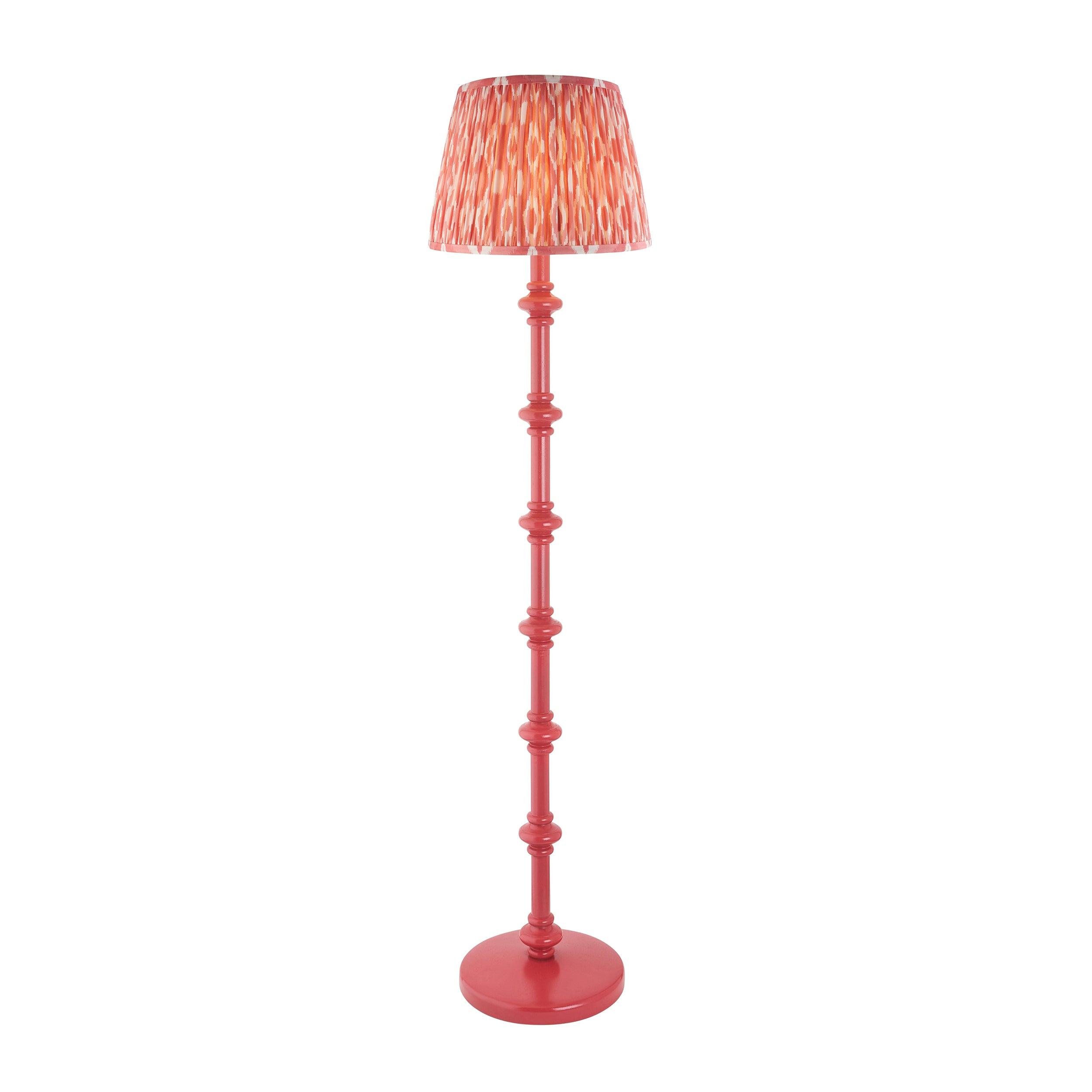 Carnaby Pink Floor Lamp & Ikat 35cm Coral Pink Shade