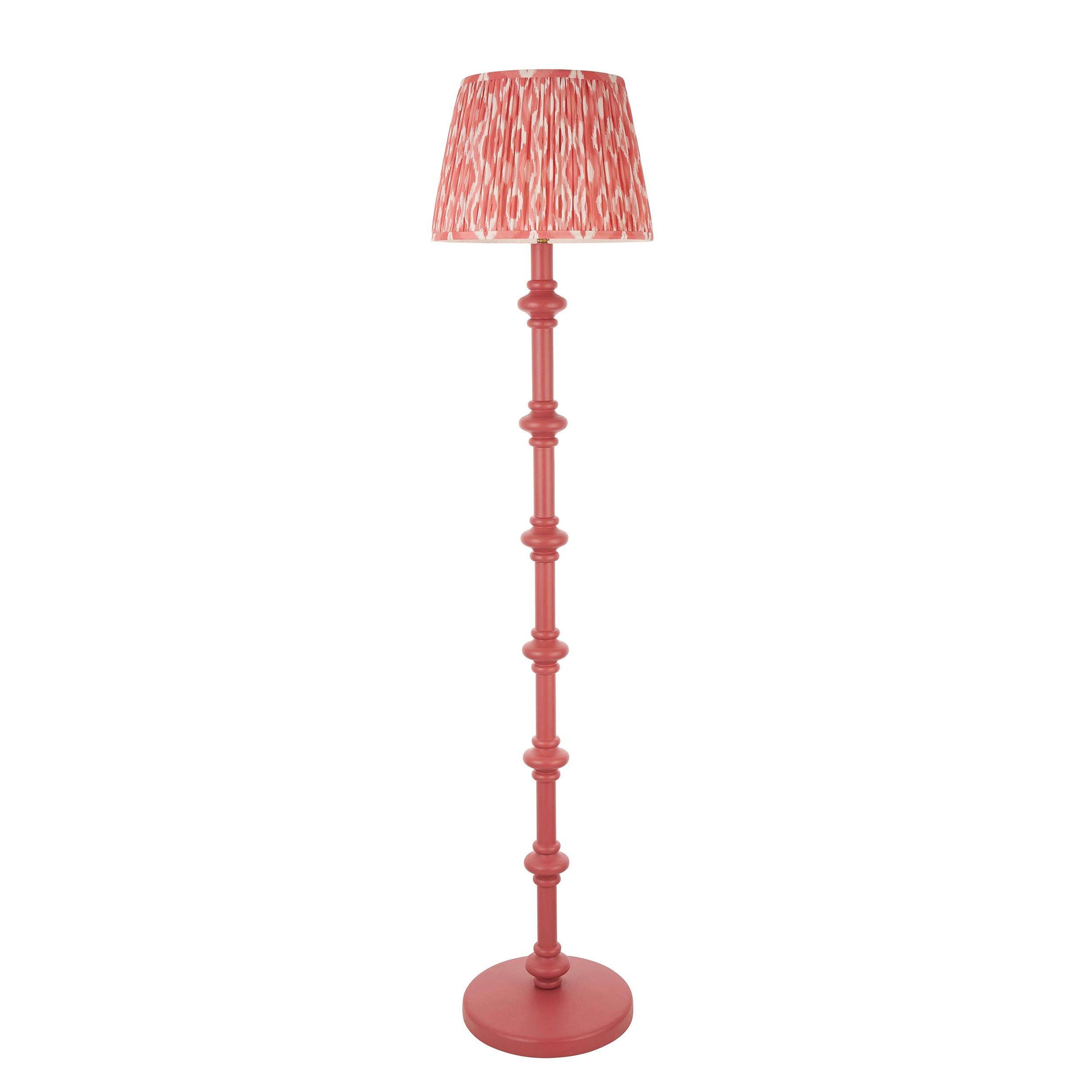 Carnaby Pink Floor Lamp & Ikat 35cm Coral Pink Shade