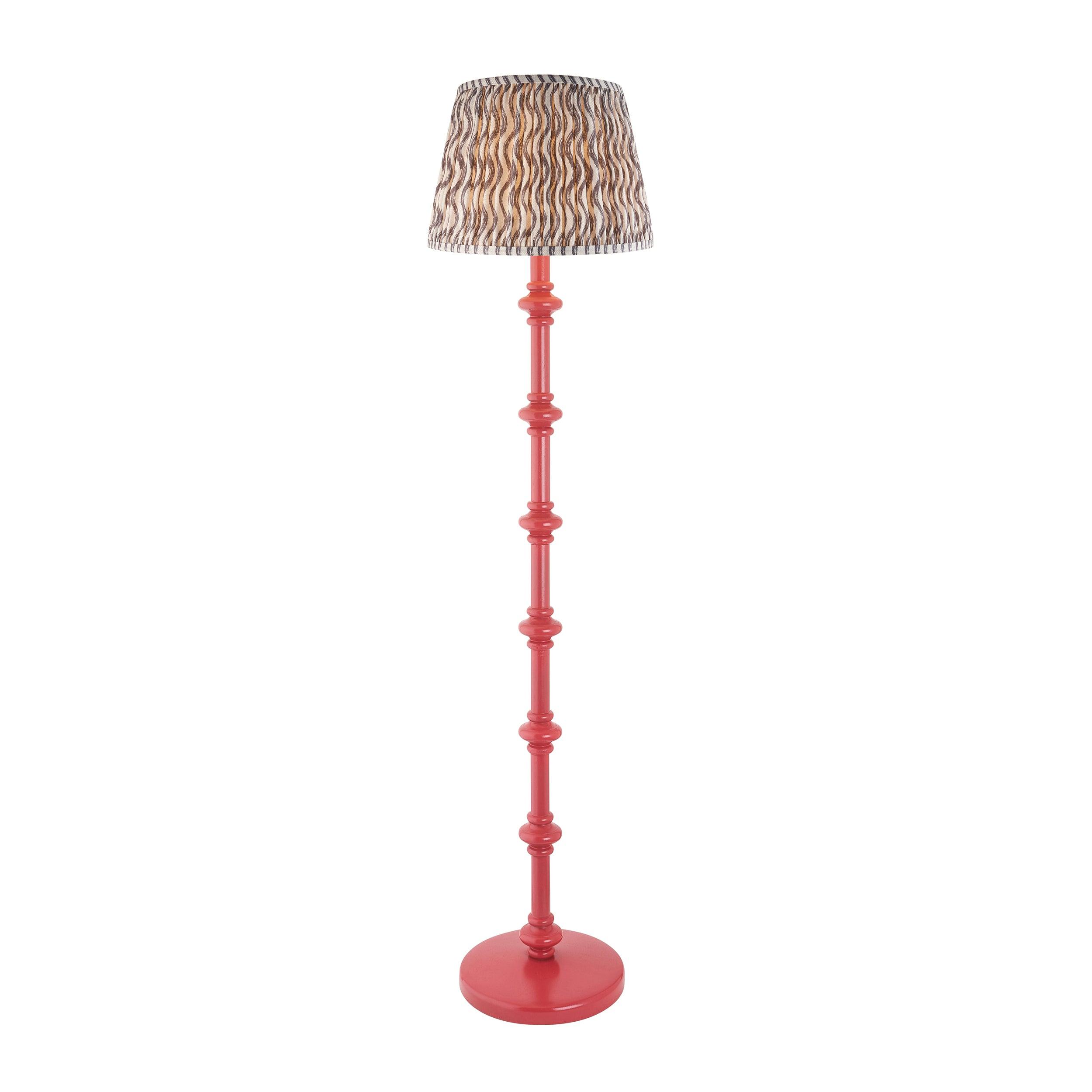 Carnaby Pink Floor Lamp & Ripple 35cm Pearl Grey Shade