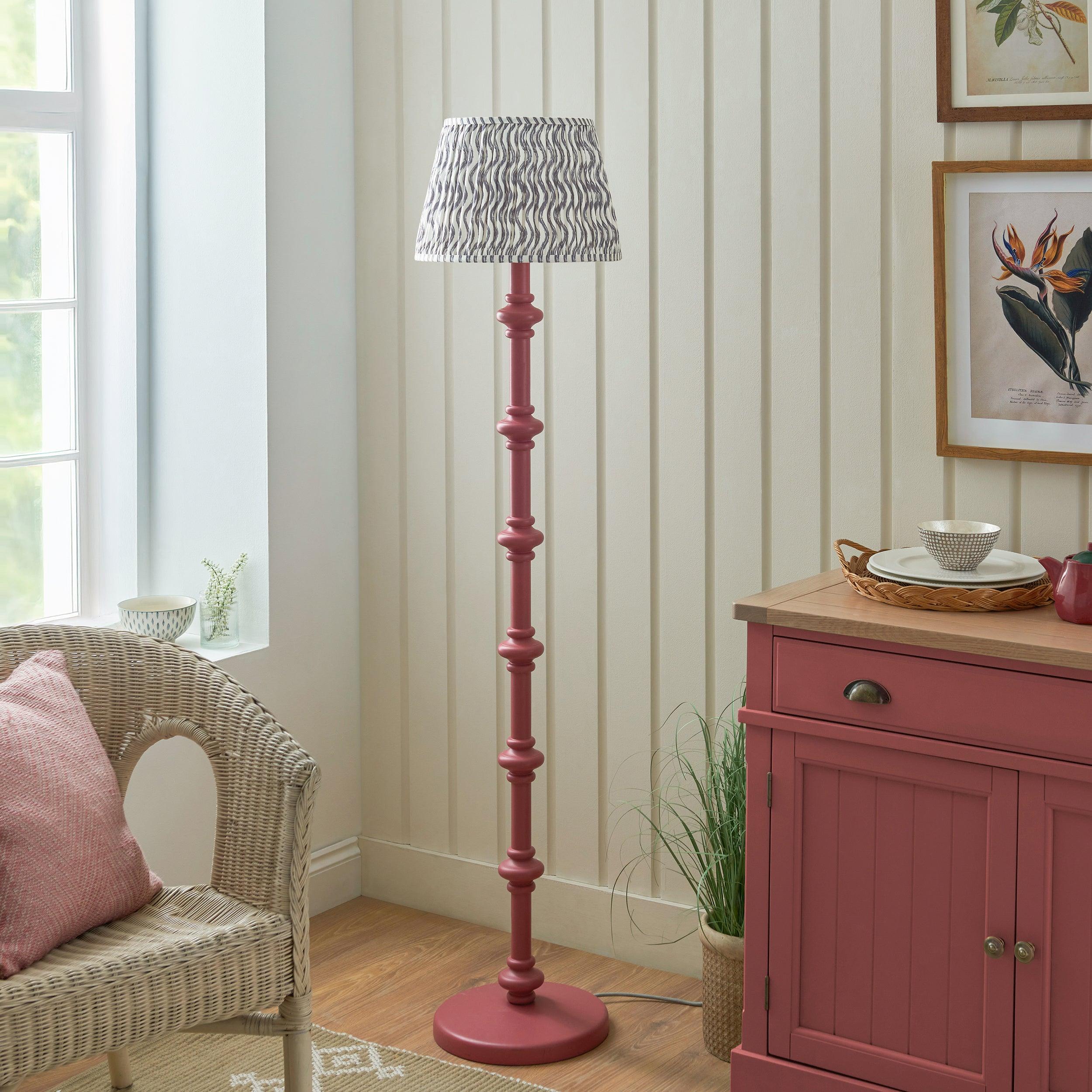 Carnaby Pink Floor Lamp & Ripple 35cm Pearl Grey Shade