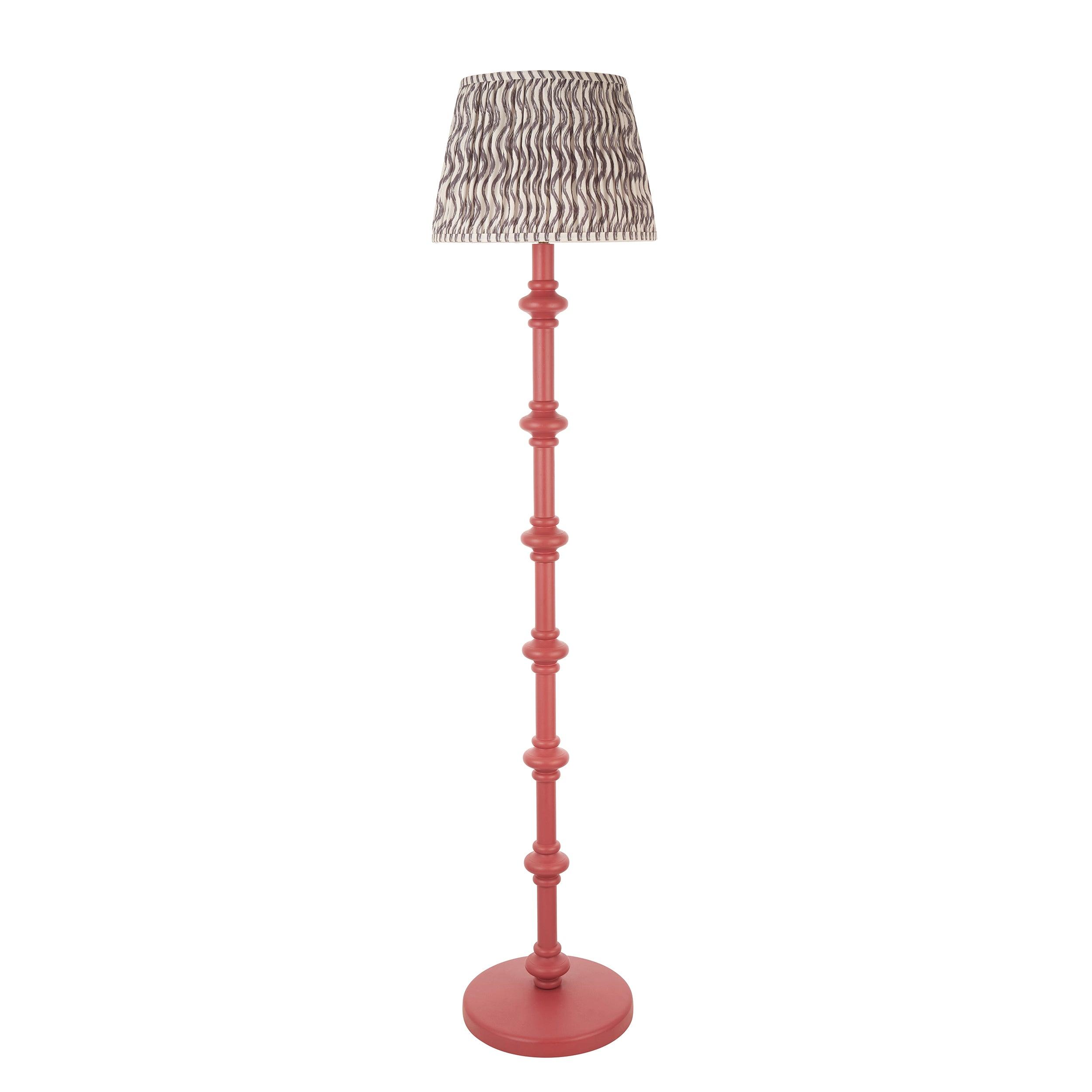 Carnaby Pink Floor Lamp & Ripple 35cm Pearl Grey Shade