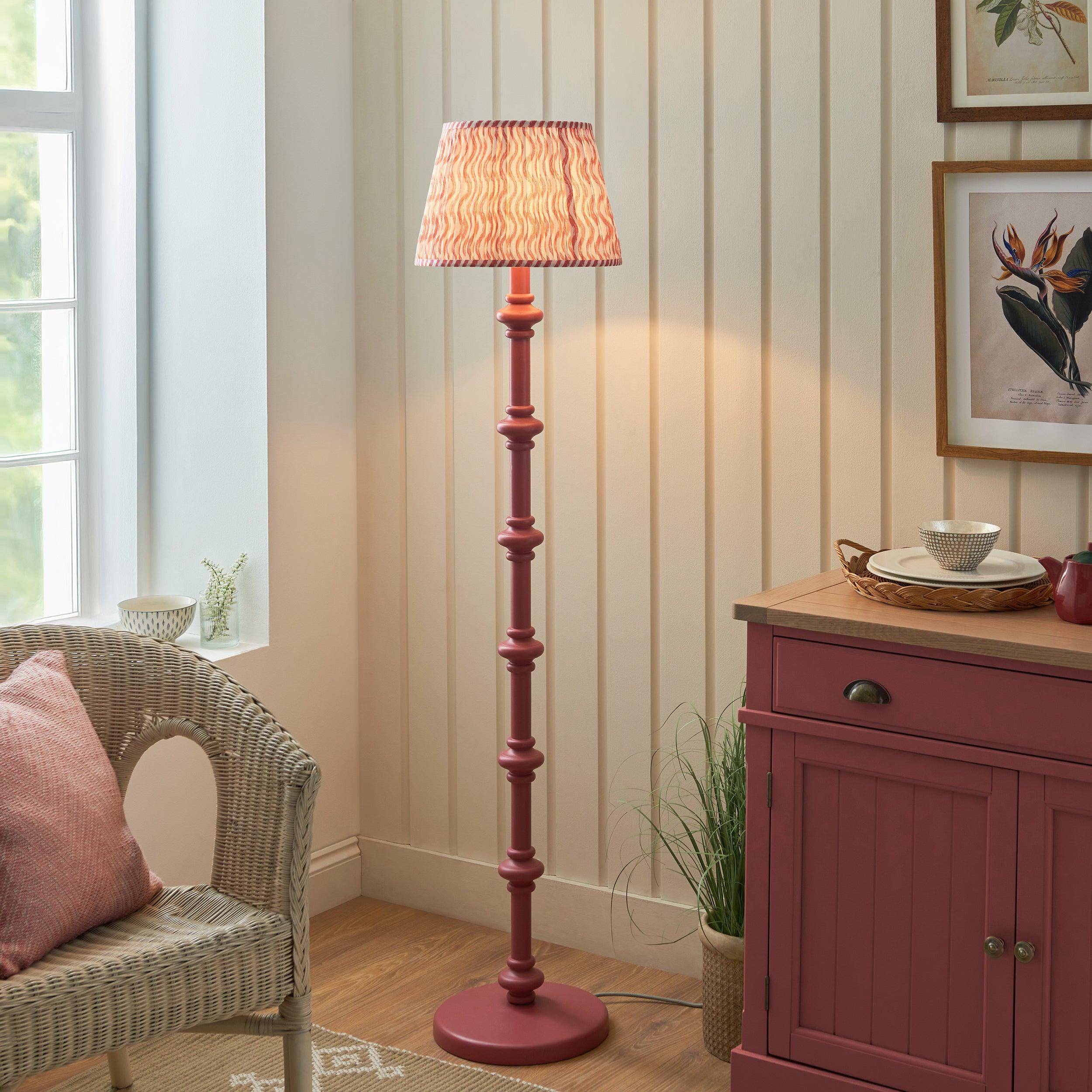 Carnaby Pink Floor Lamp & Ripple 35cm Coral Pink Shade