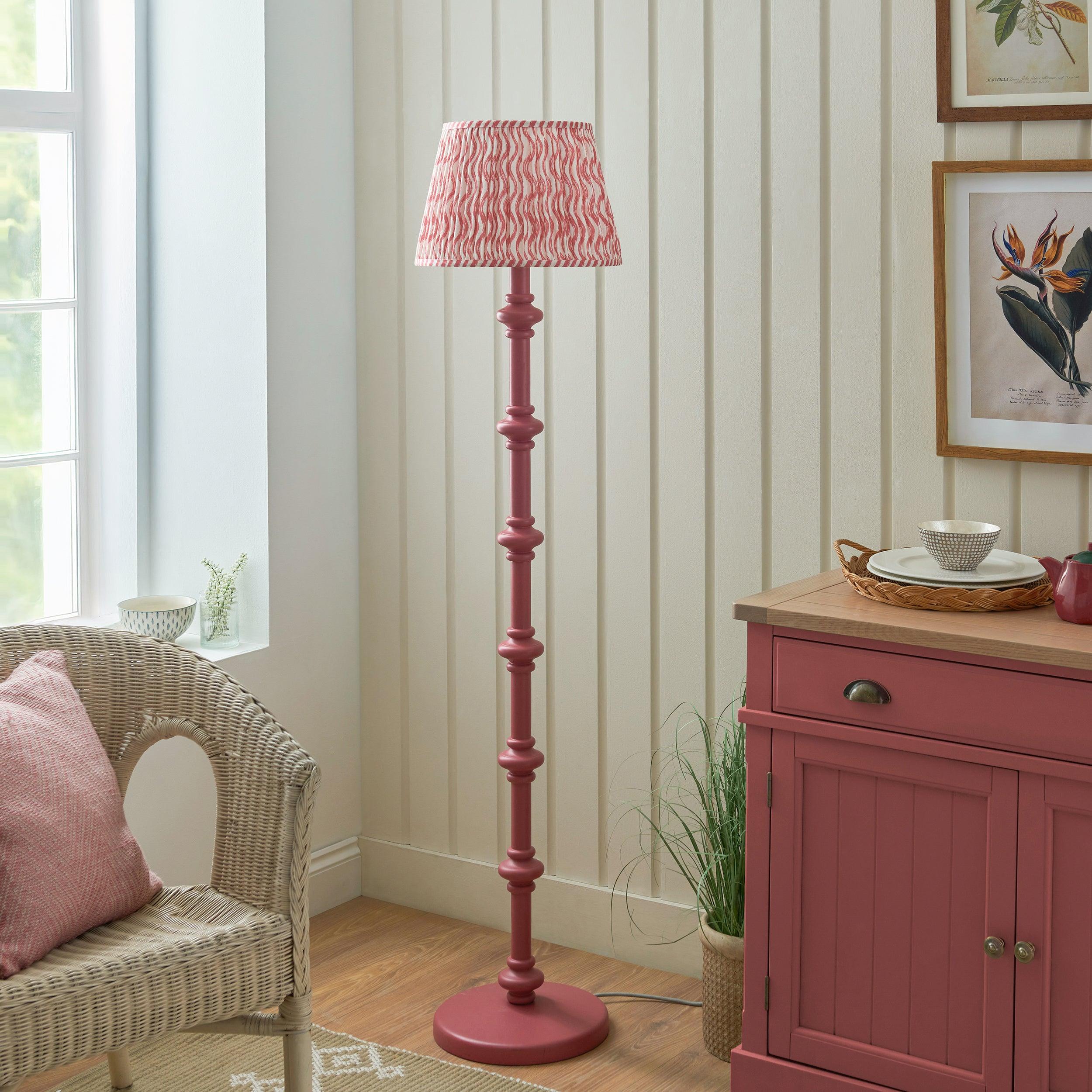 Carnaby Pink Floor Lamp & Ripple 35cm Coral Pink Shade