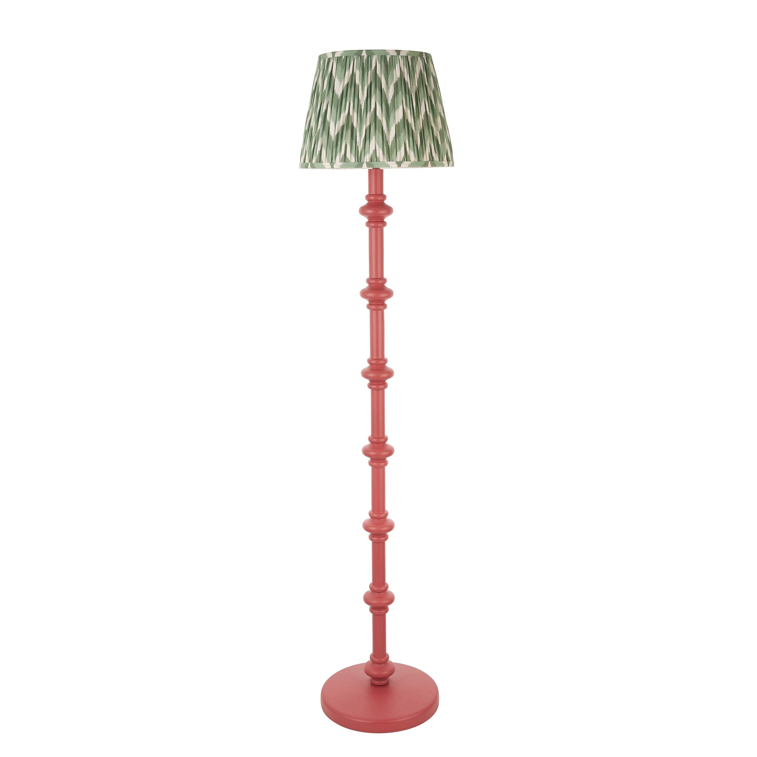 Carnaby Pink Floor Lamp & Zigzag 35cm Cotswold Green Shade