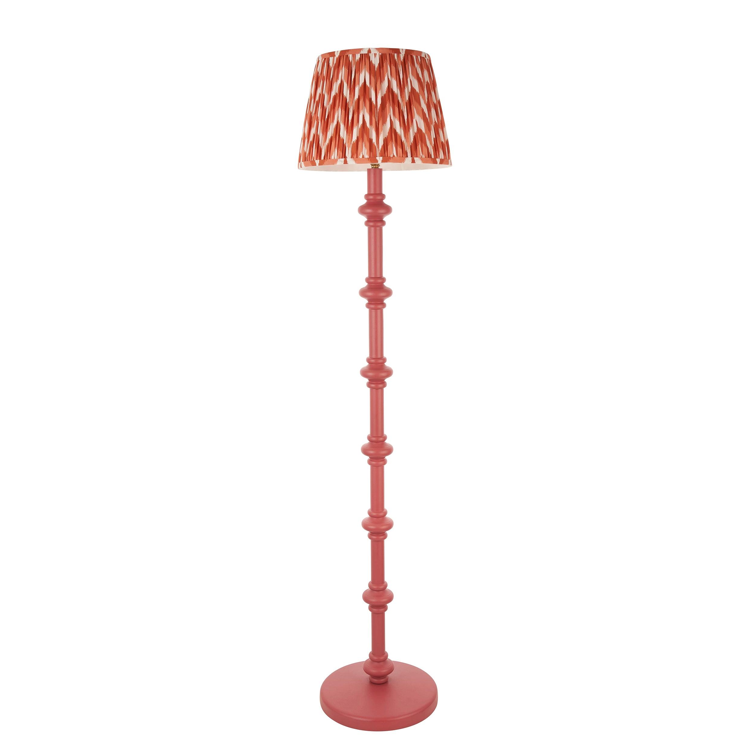 Carnaby Pink Floor Lamp & Zigzag 35cm Apricot Orange Shade