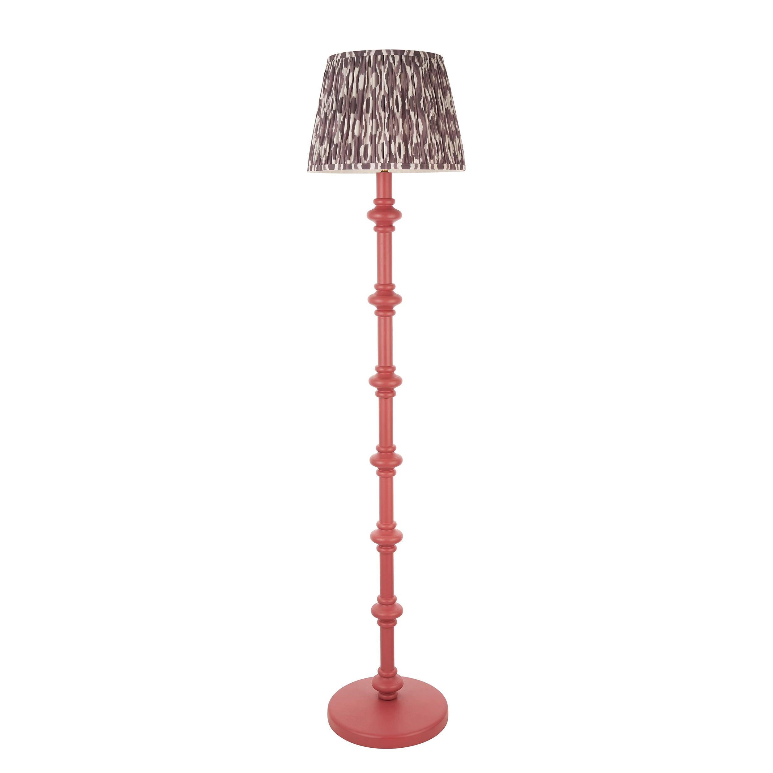 Carnaby Pink Floor Lamp & Ikat 35cm Pearl Grey Shade