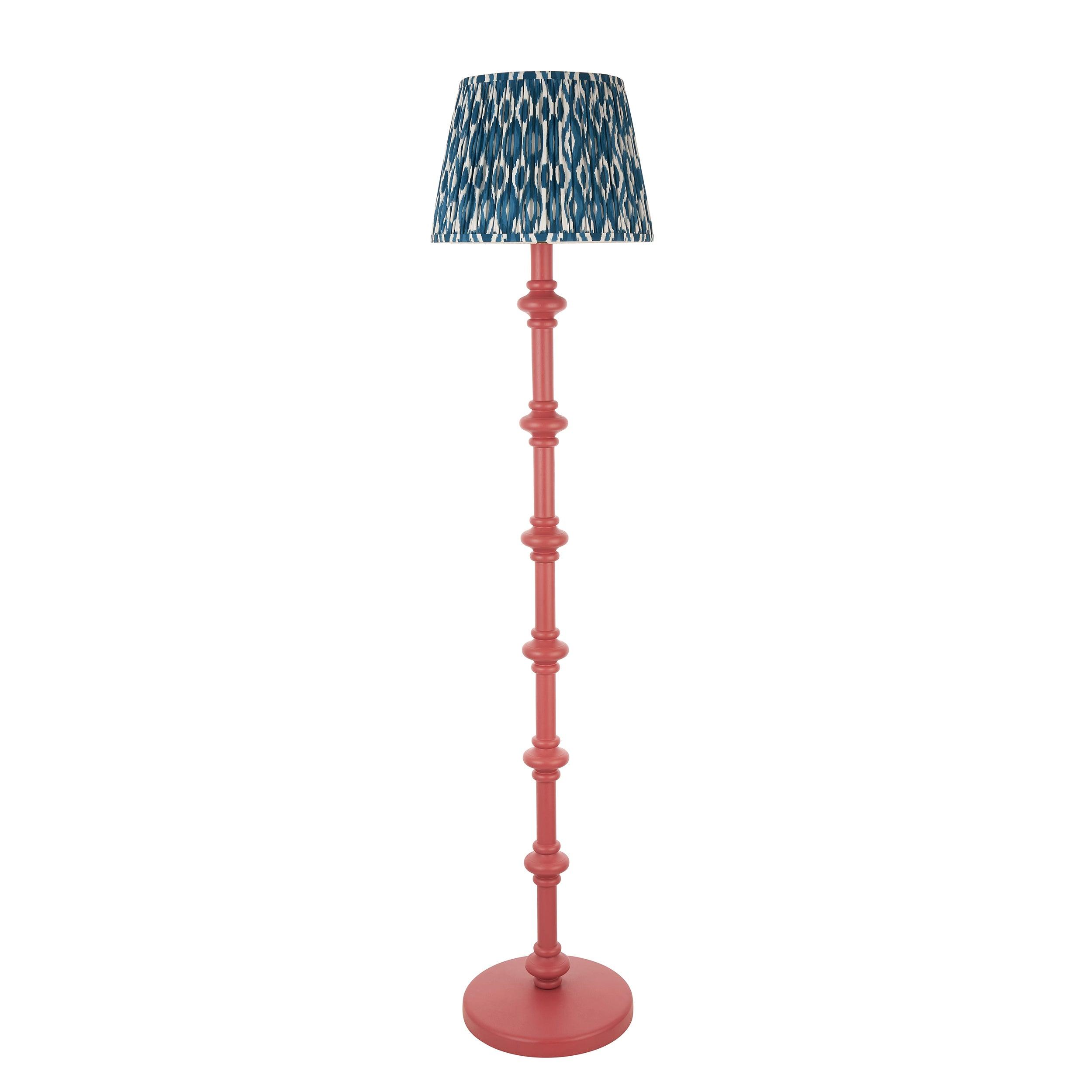 Carnaby Pink Floor Lamp & Ikat 35cm Marlin Blue Shade