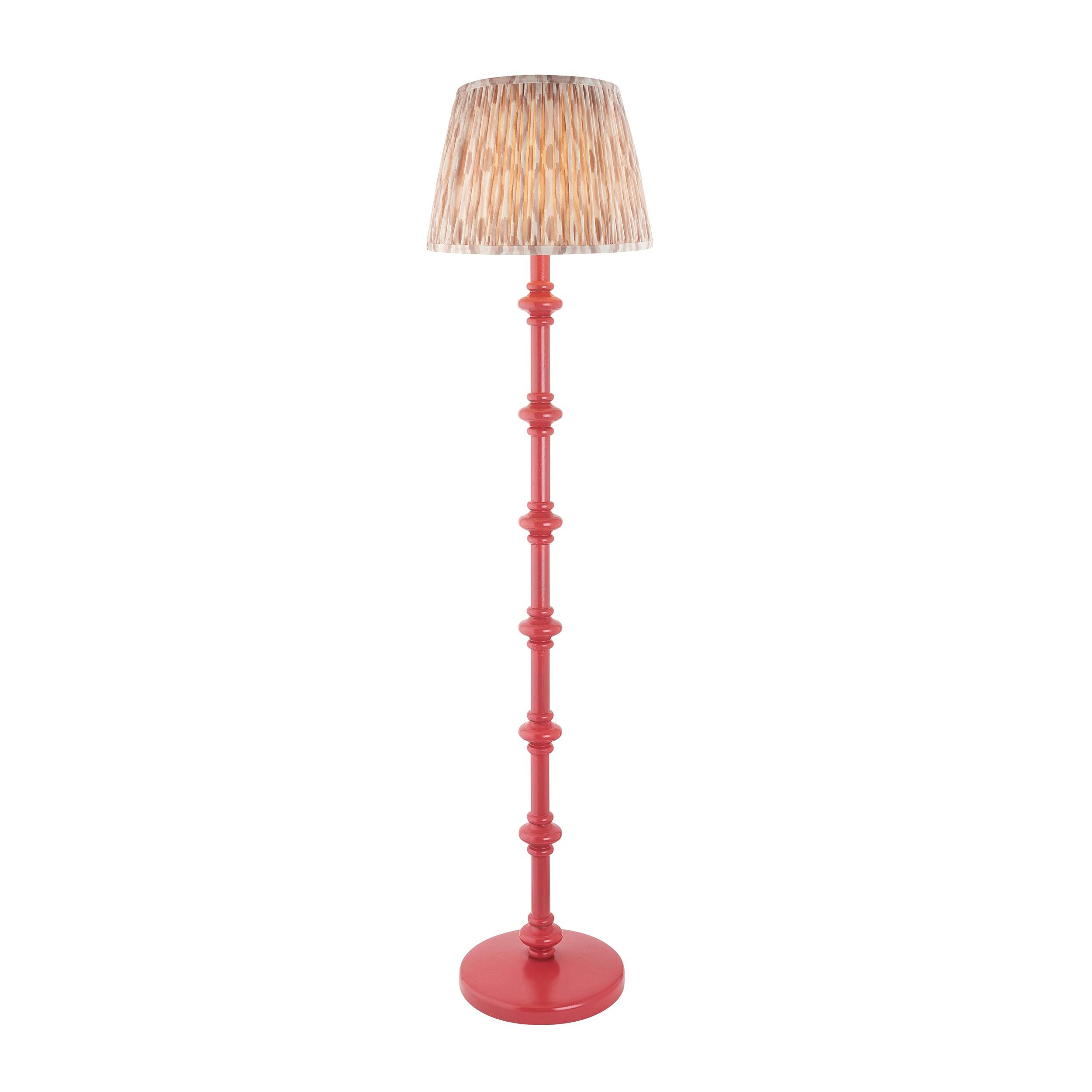 Carnaby Pink Floor Lamp & Ikat 35cm Neutral Shade