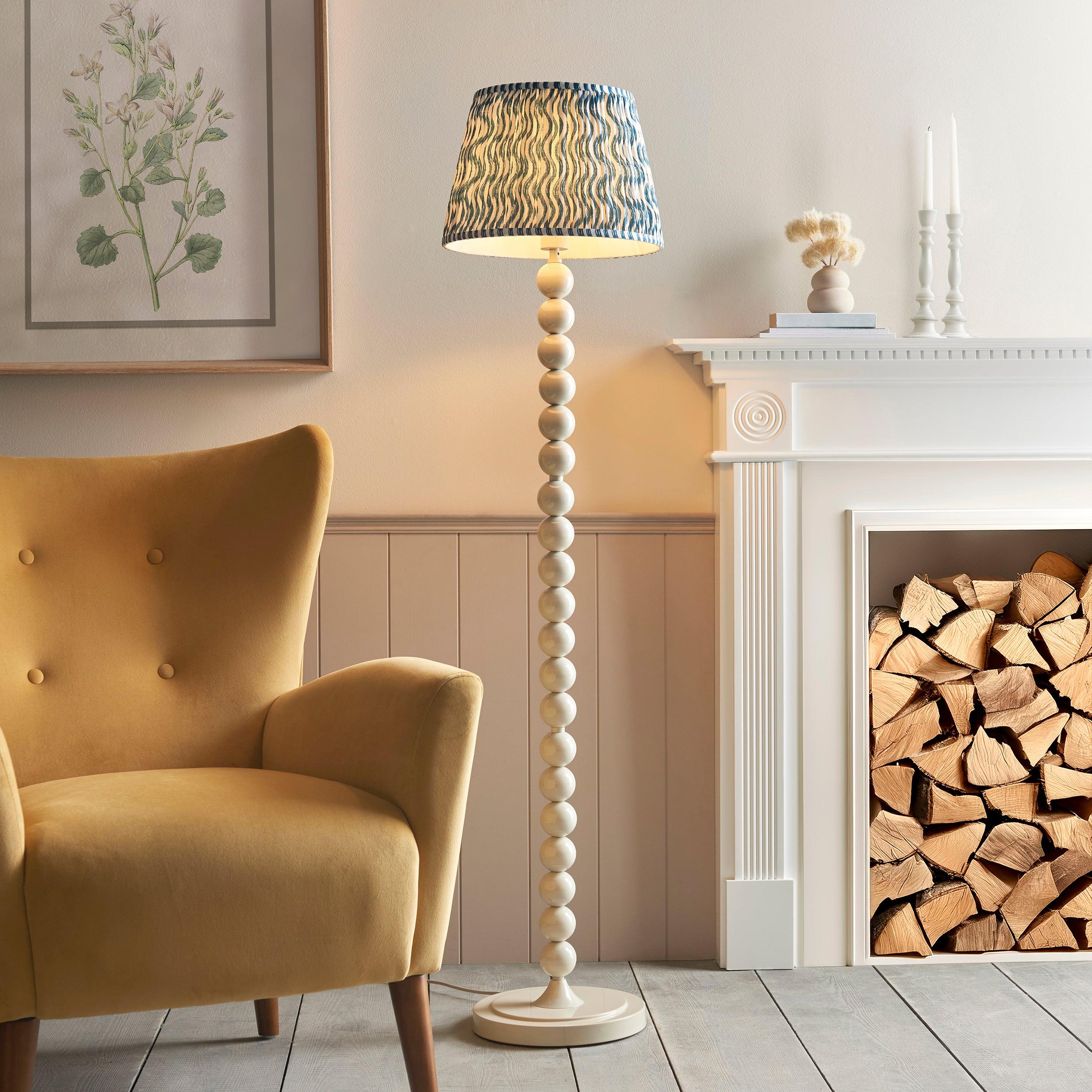Higgledy White Floor Lamp & Ripple 35cm Marlin Blue Shade