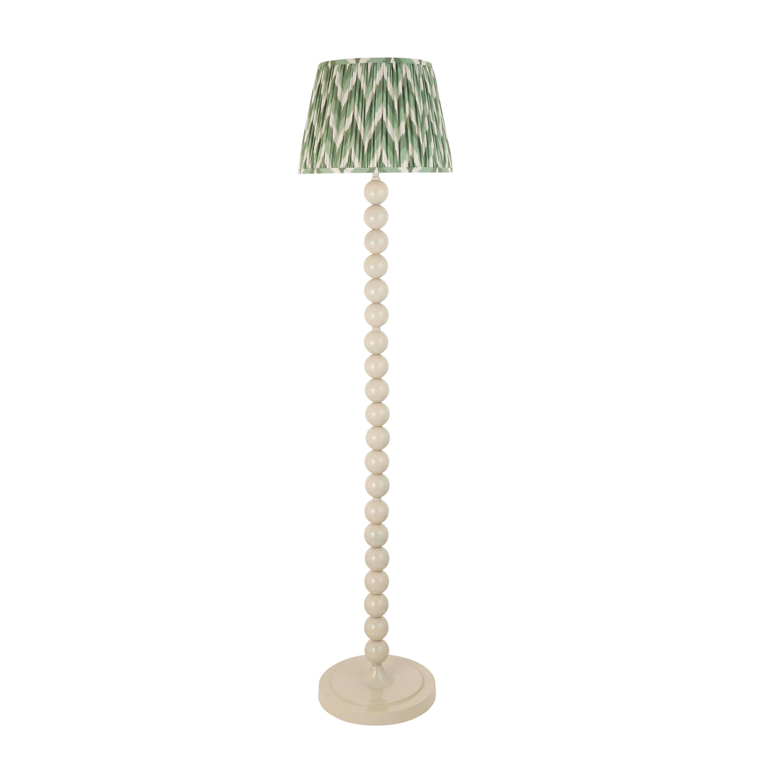 Higgledy White Floor Lamp & Zigzag 35cm Cotswold Green Shade
