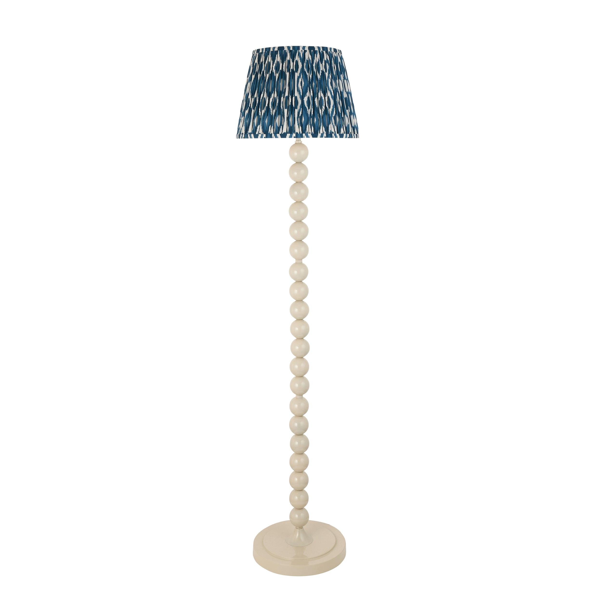 Higgledy White Floor Lamp & Ikat 35cm Marlin Blue Shade