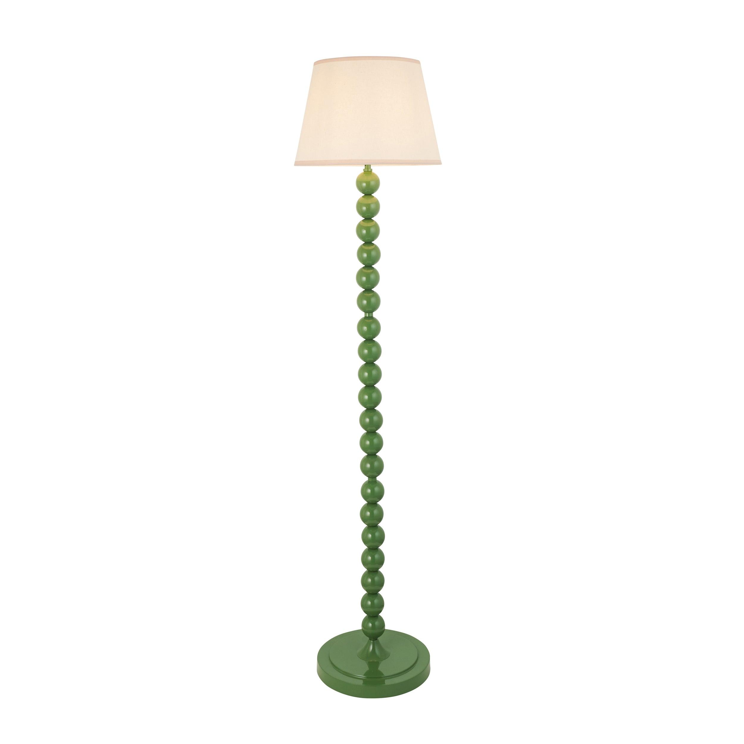 Higgledy Green Floor Lamp & Ivy 35cm Vintage White Shade