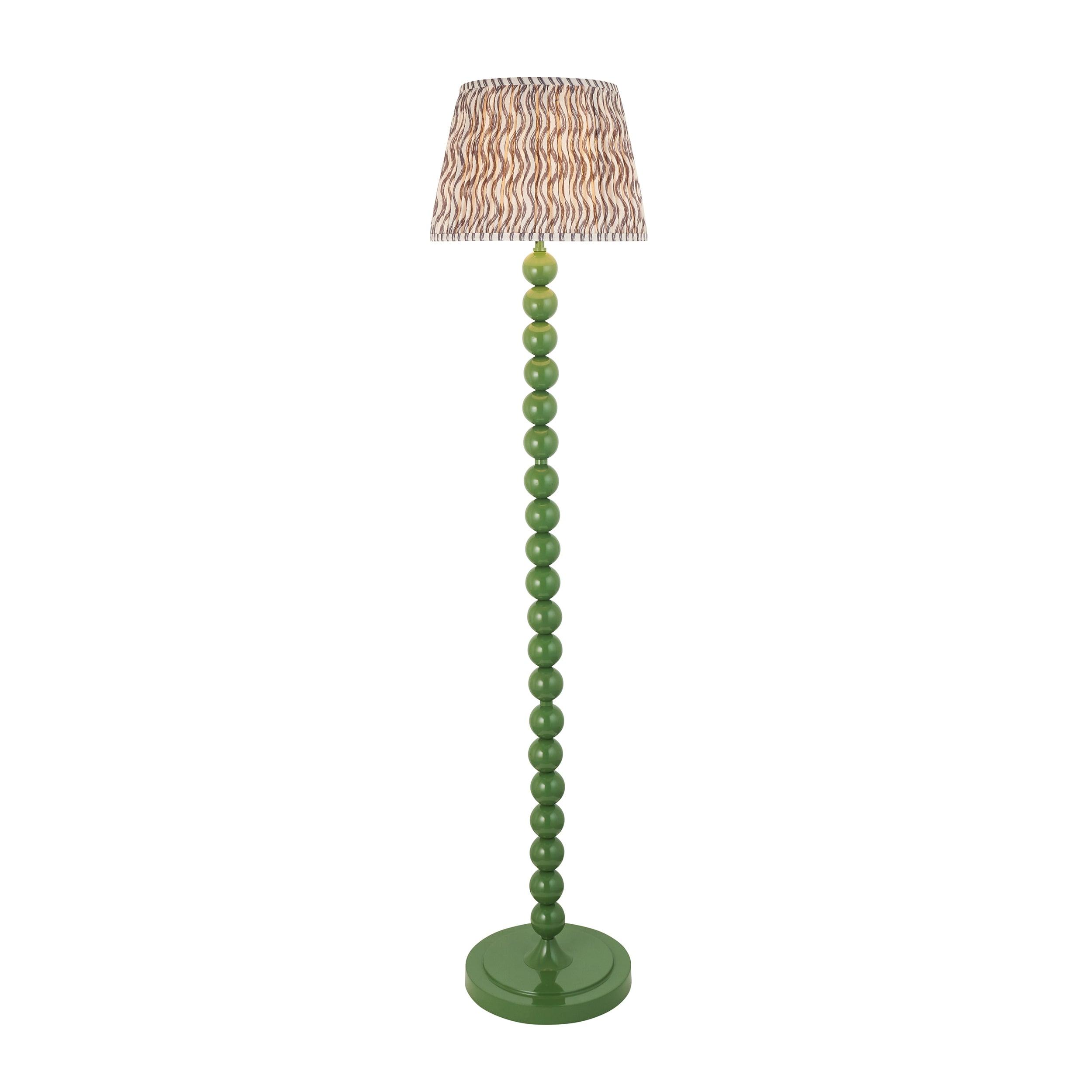 Higgledy Green Floor Lamp & Ripple 35cm Pearl Grey Shade