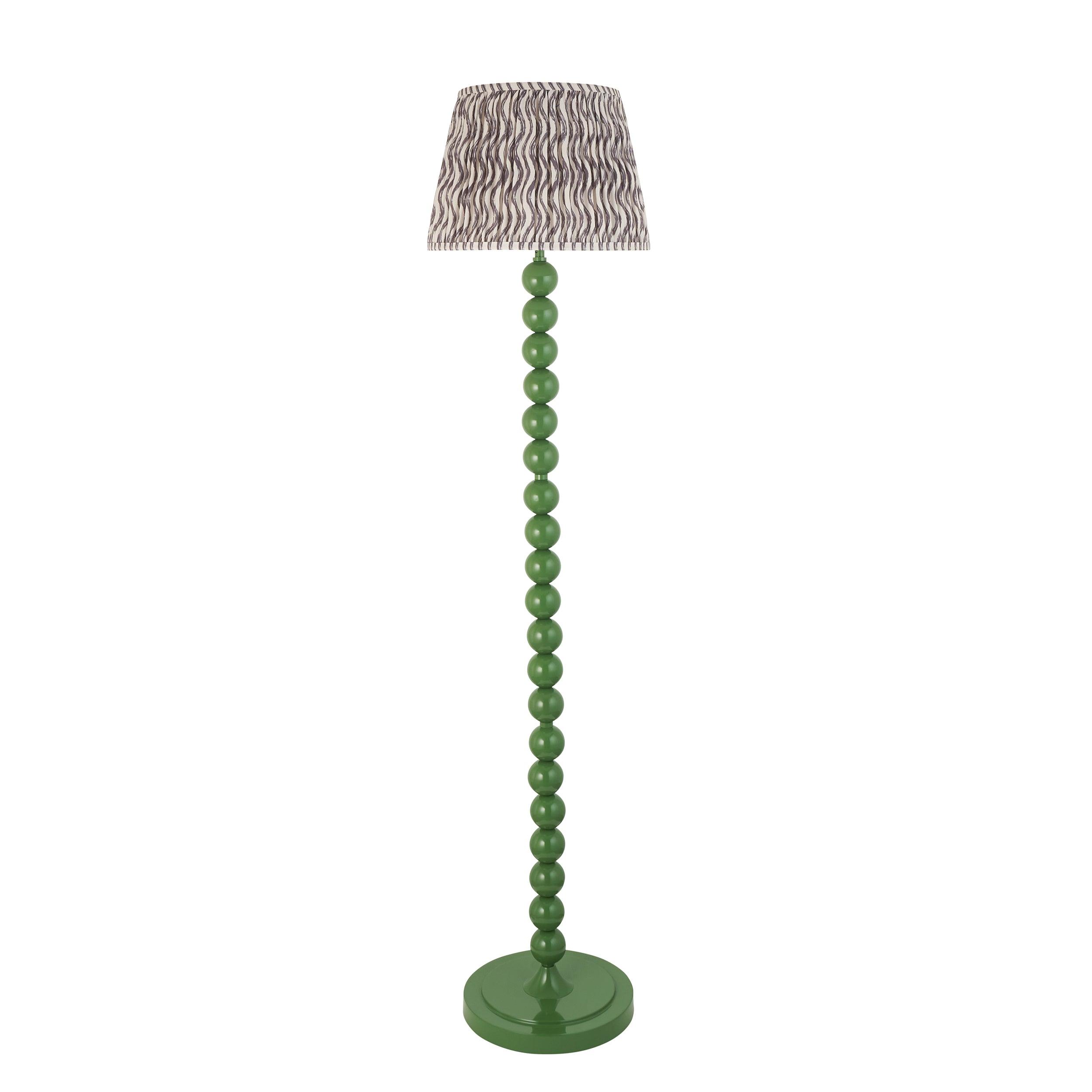 Higgledy Green Floor Lamp & Ripple 35cm Pearl Grey Shade