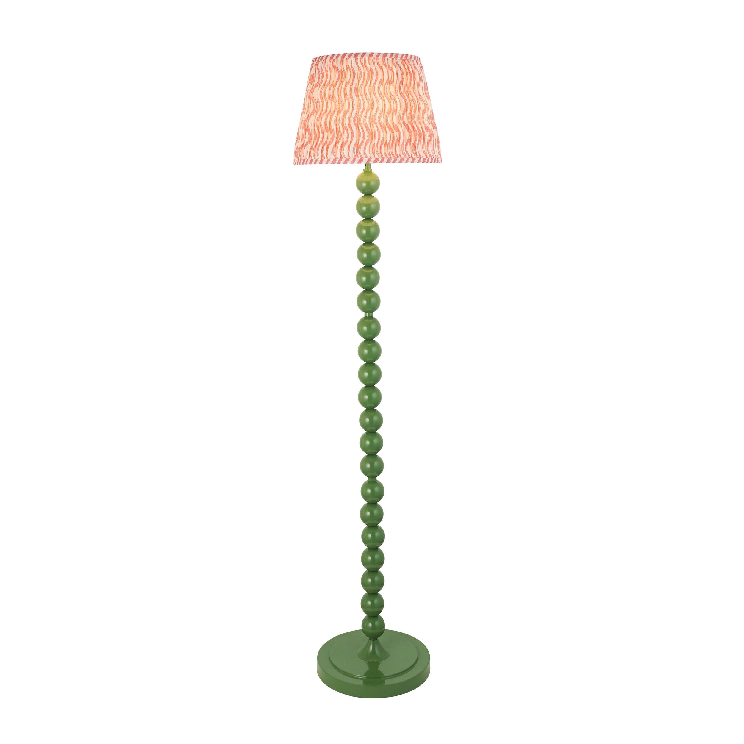 Higgledy Green Floor Lamp & Ripple 35cm Coral Pink Shade