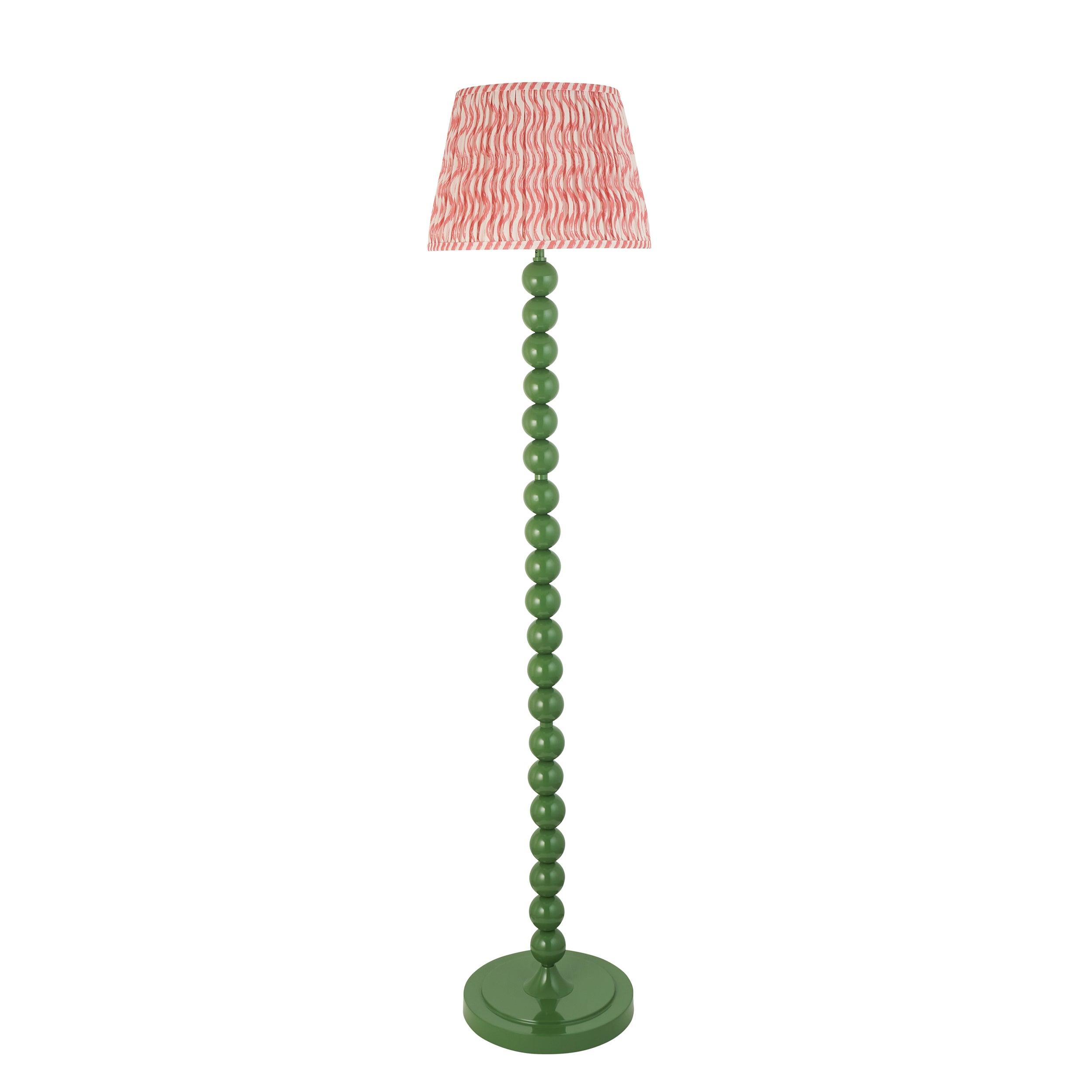Higgledy Green Floor Lamp & Ripple 35cm Coral Pink Shade