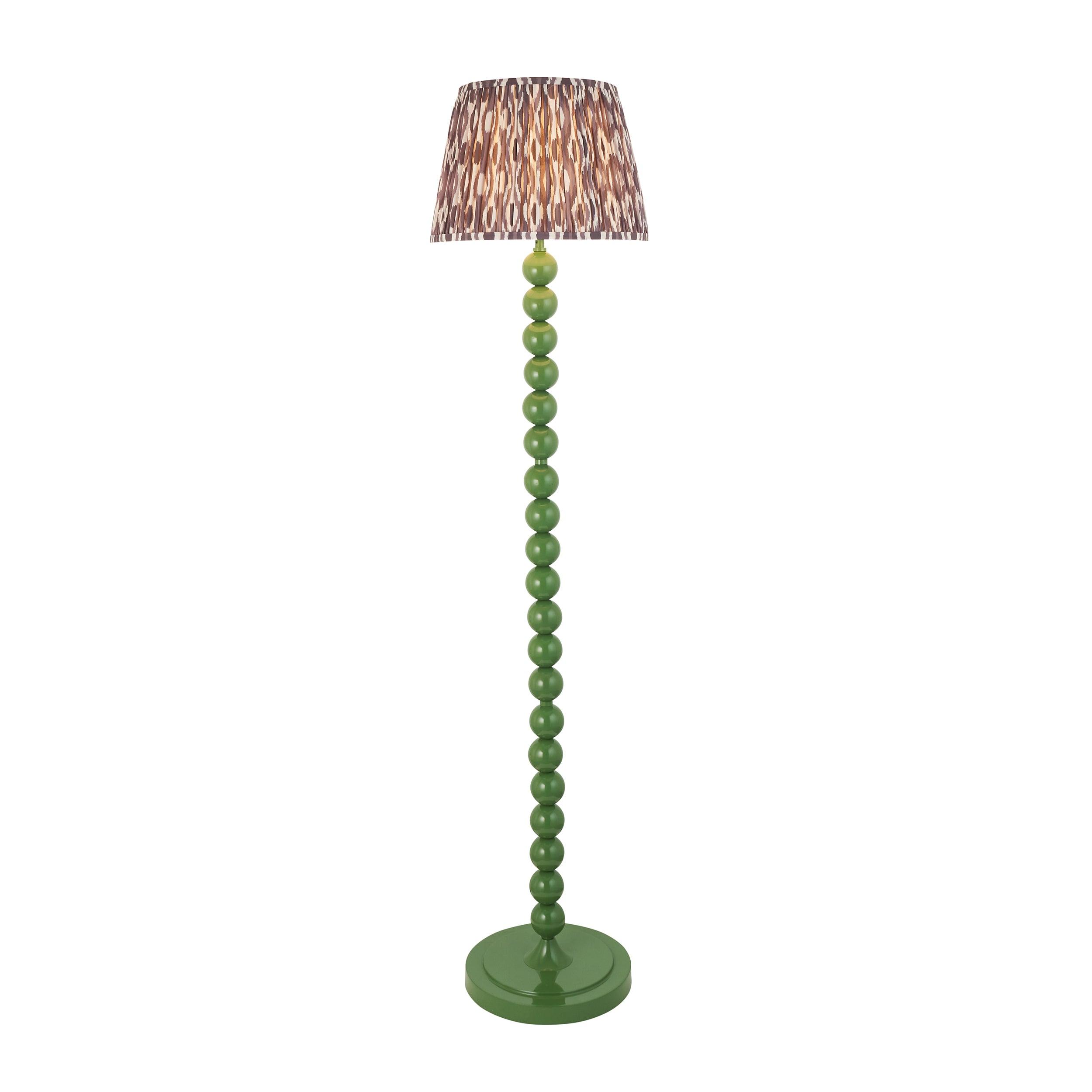 Higgledy Green Floor Lamp & Ikat 35cm Pearl Grey Shade