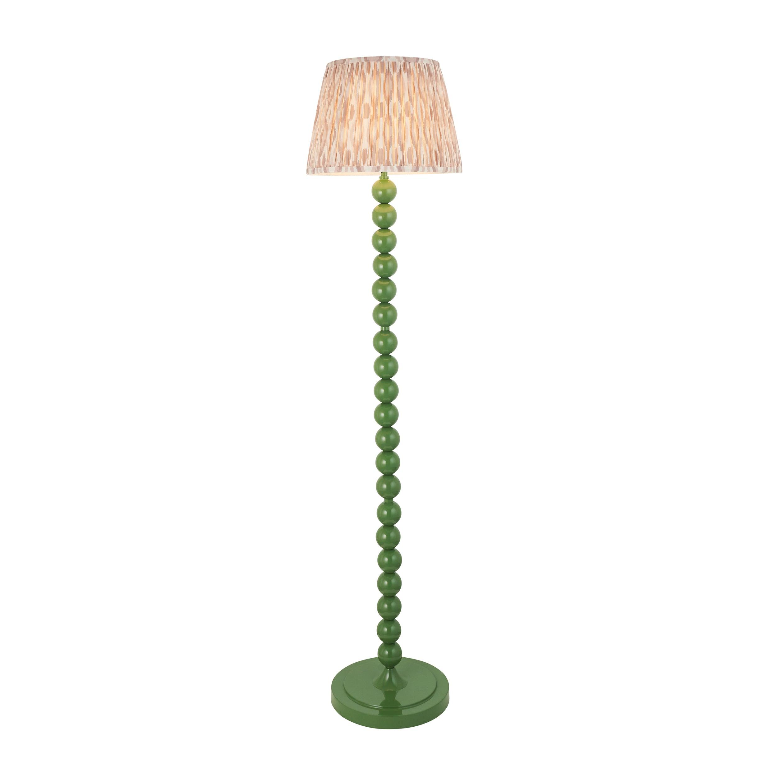 Higgledy Green Floor Lamp & Ikat 35cm Neutral Shade