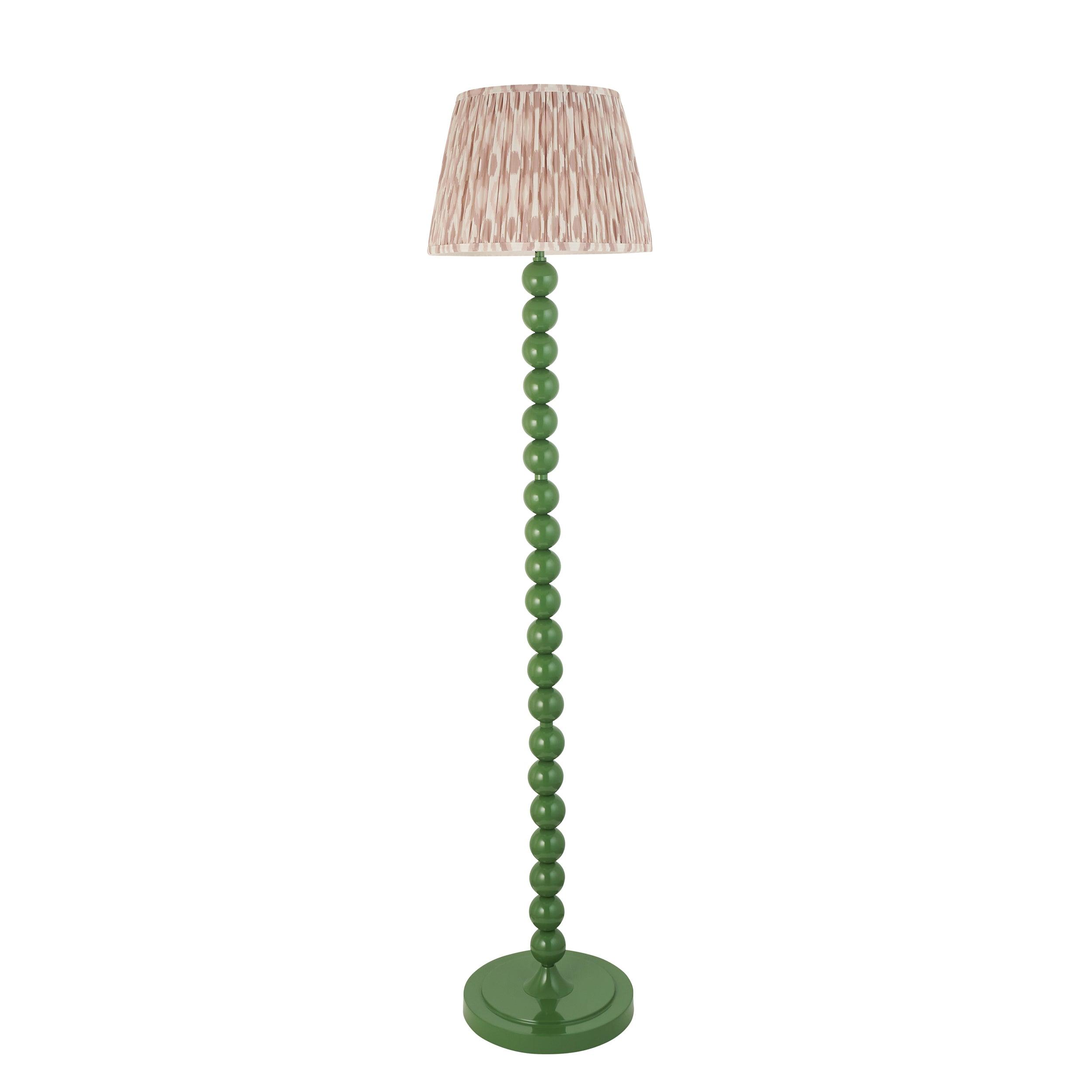 Higgledy Green Floor Lamp & Ikat 35cm Neutral Shade