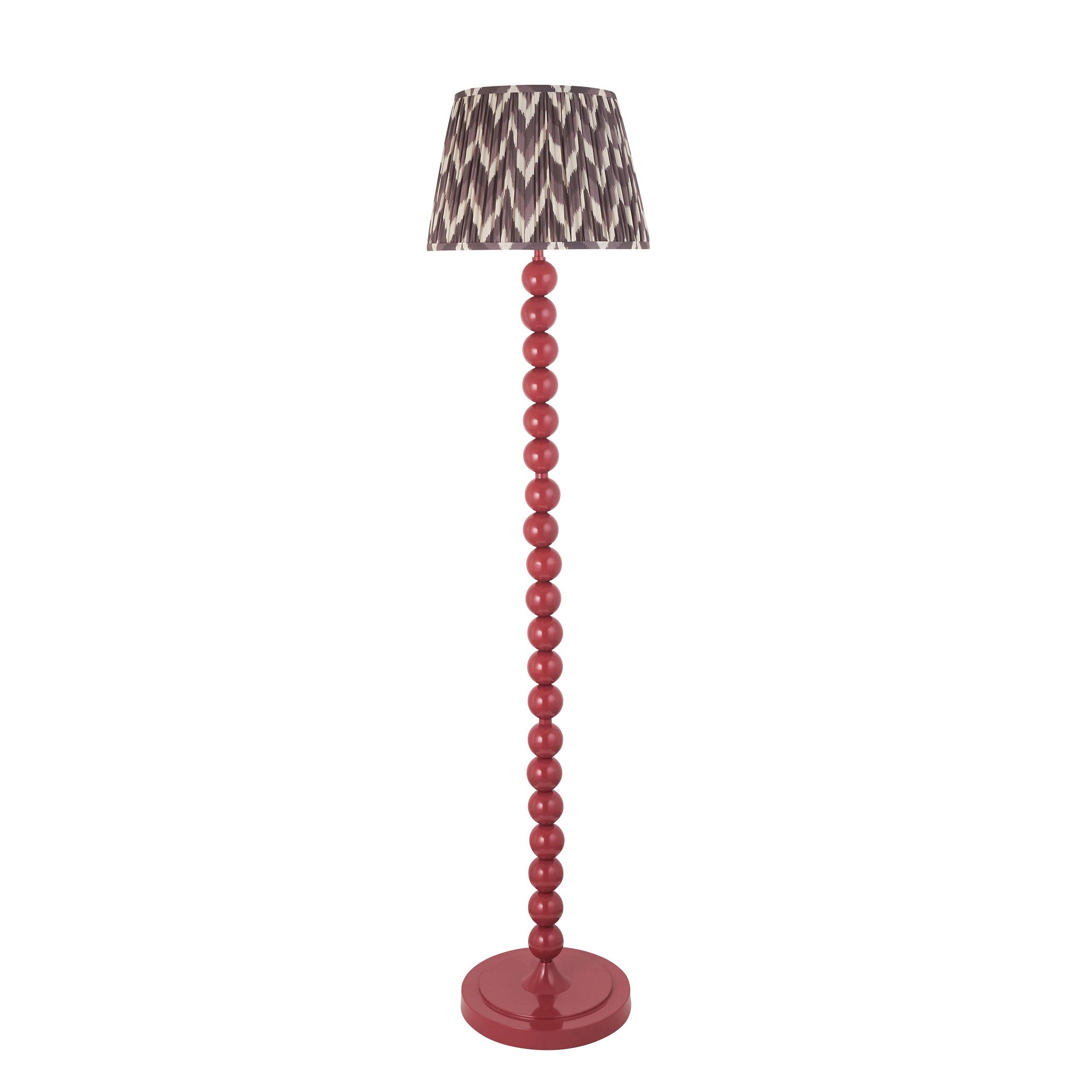 Higgledy Pink Floor Lamp & Zigzag 35cm Pearl Grey Shade