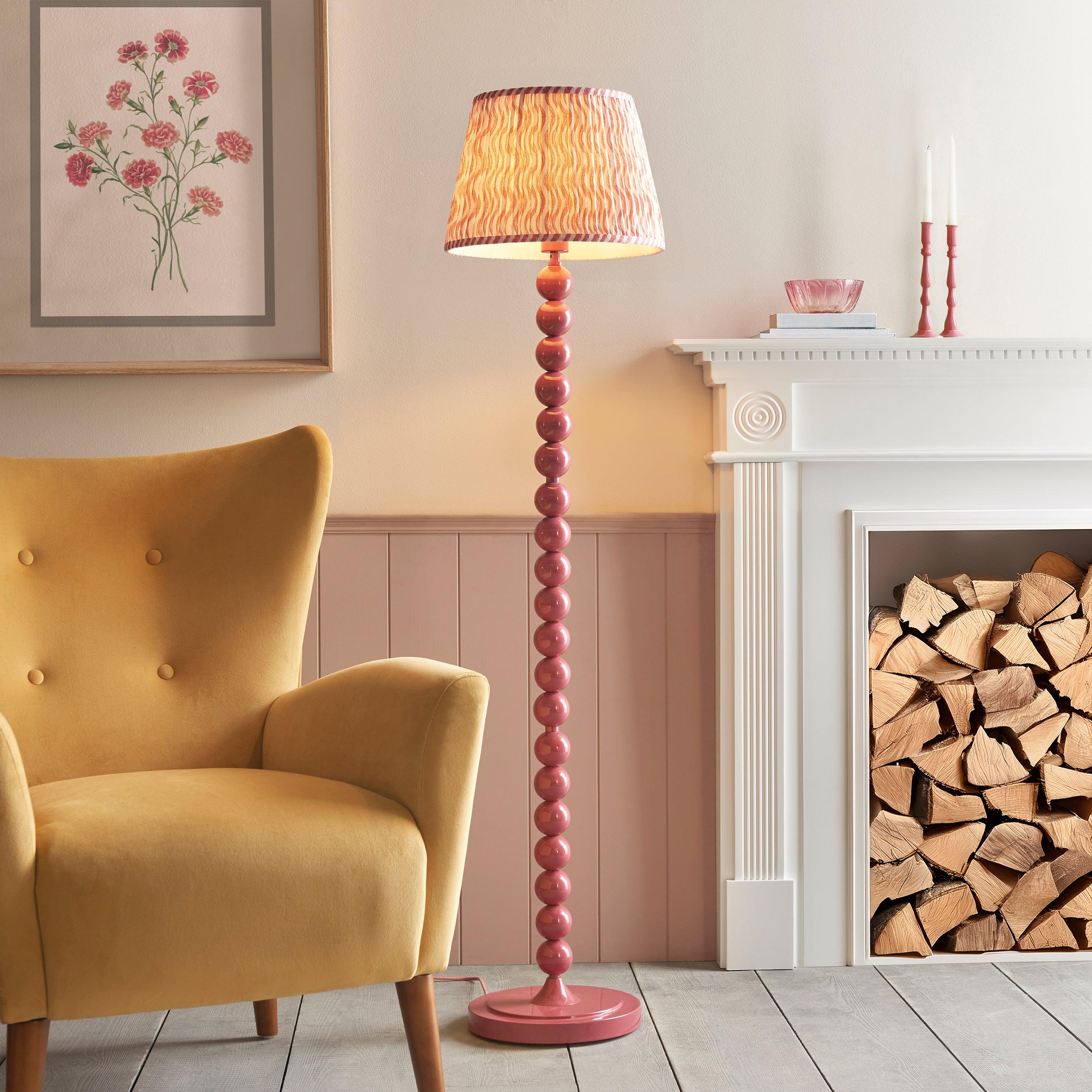 Higgledy Pink Floor Lamp & Ripple 35cm Coral Pink Shade