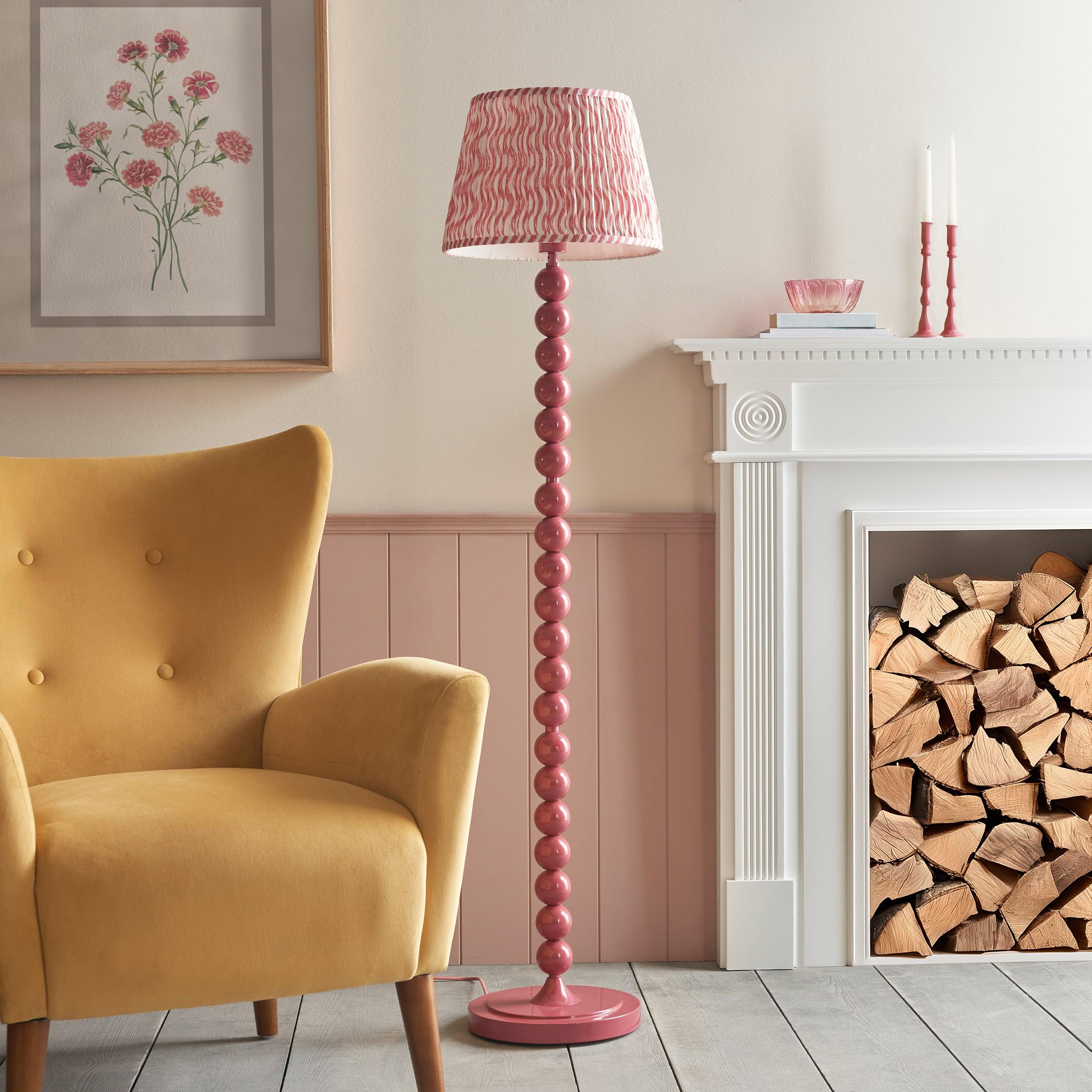 Higgledy Pink Floor Lamp & Ripple 35cm Coral Pink Shade