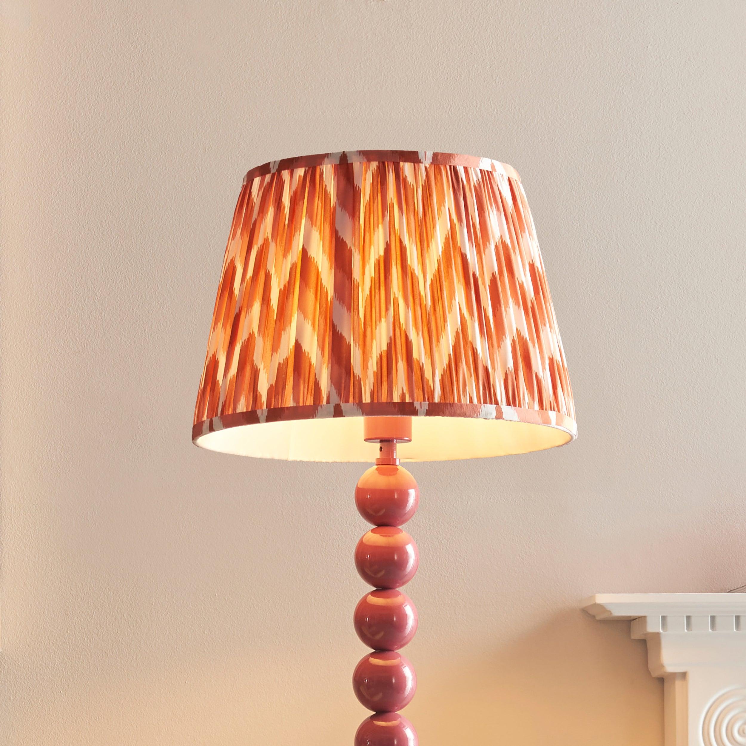 Higgledy Pink Floor Lamp & Zigzag 35cm Apricot Orange Shade