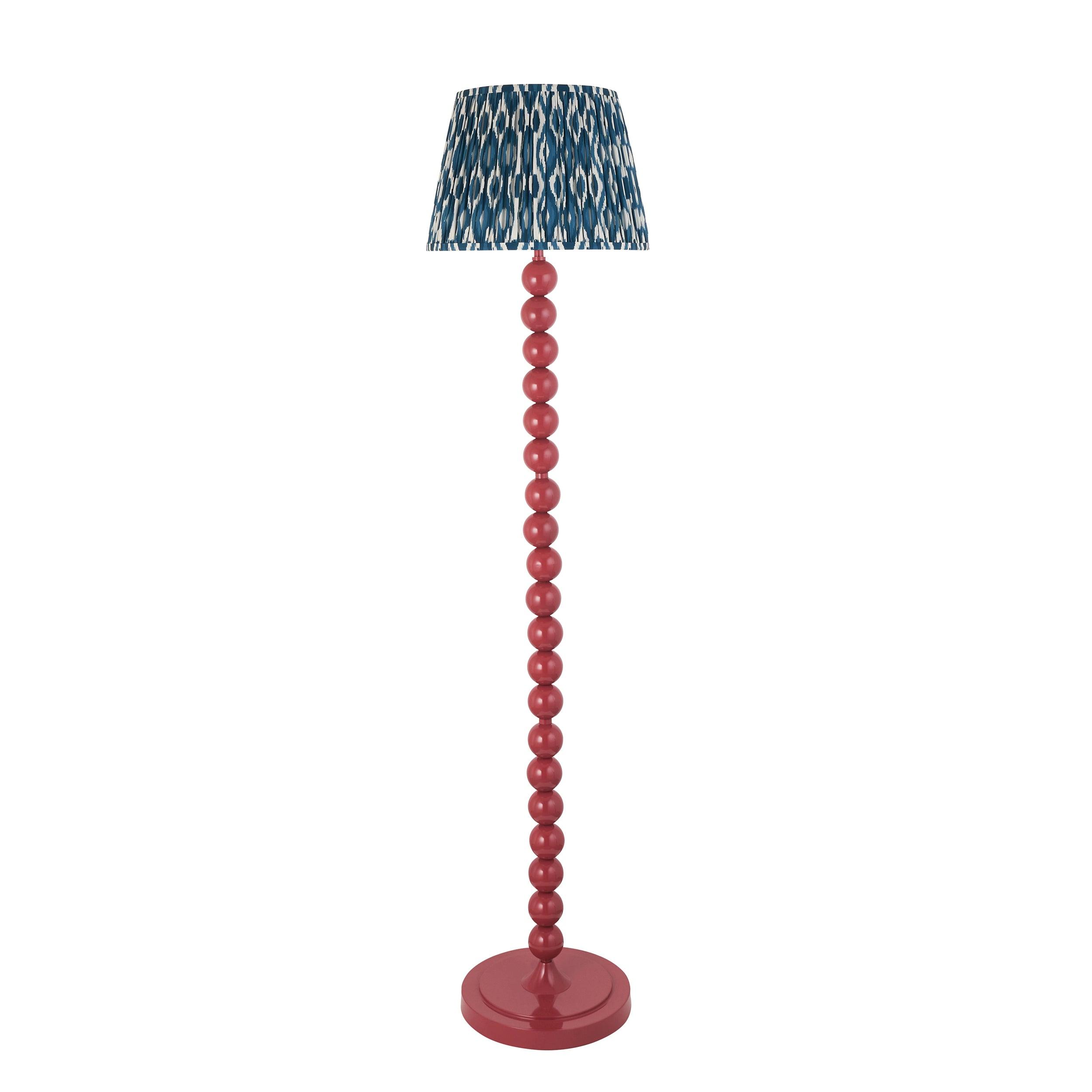 Higgledy Pink Floor Lamp & Ikat 35cm Marlin Blue Shade