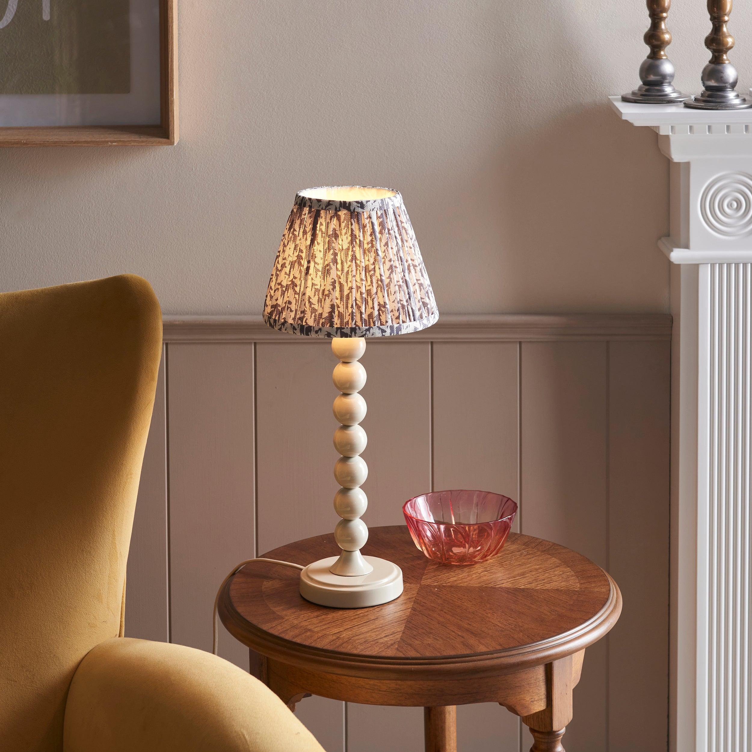 Higgledy White Table Lamp & Leaf 20cm Pearl Grey Shade