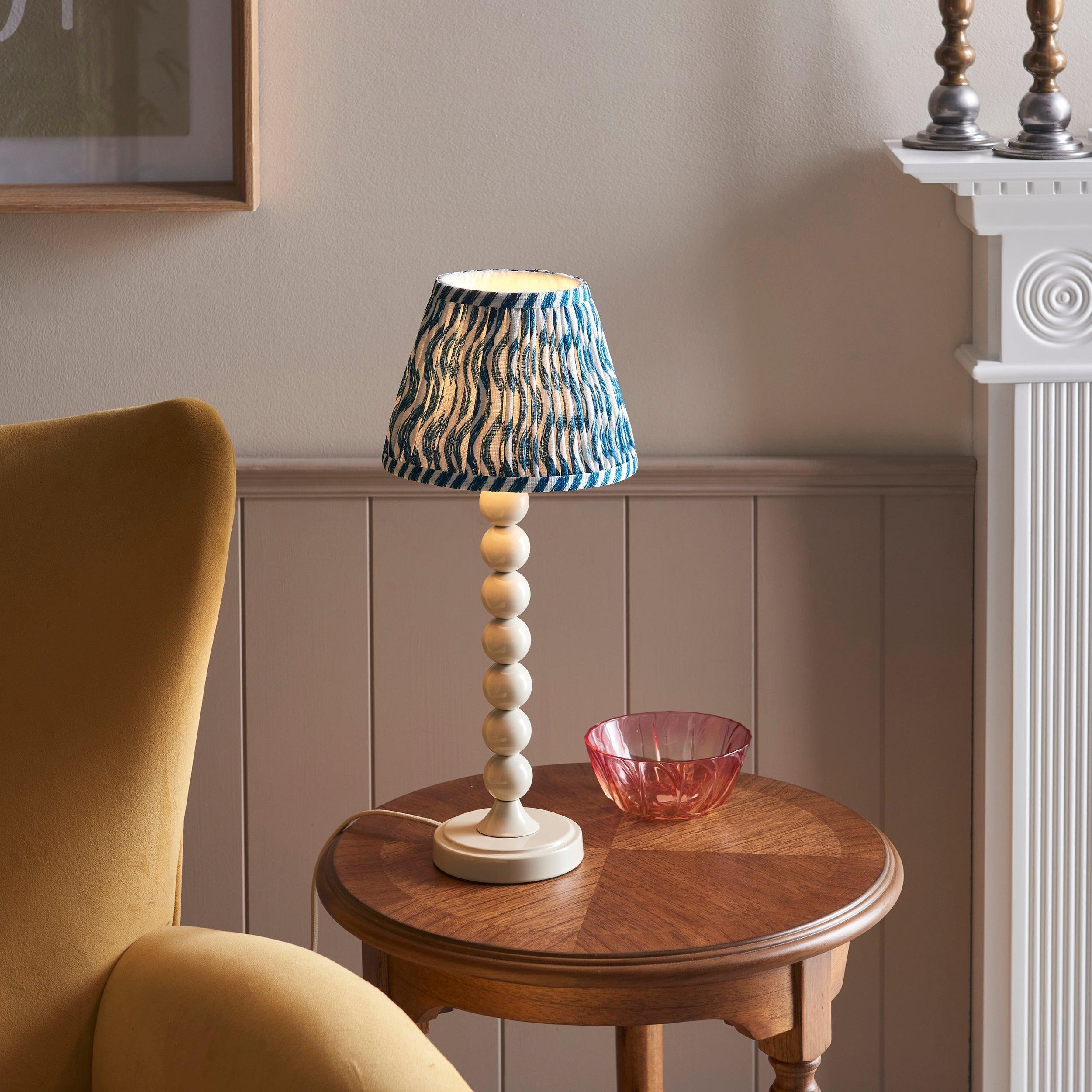 Higgledy White Table Lamp & Ripple 20cm Marlin Blue Shade