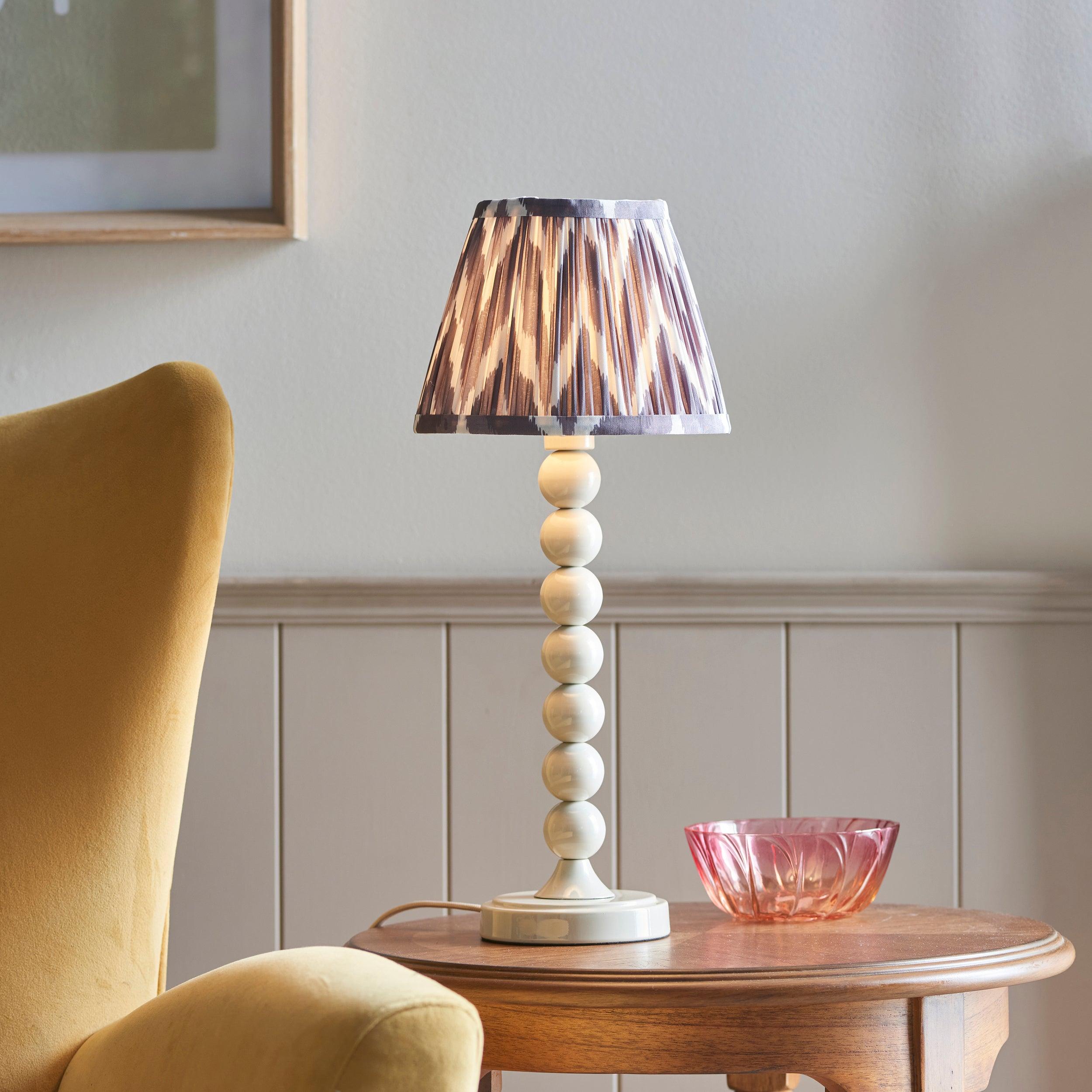Higgledy White Table Lamp & Zigzag 20cm Pearl Grey Shade