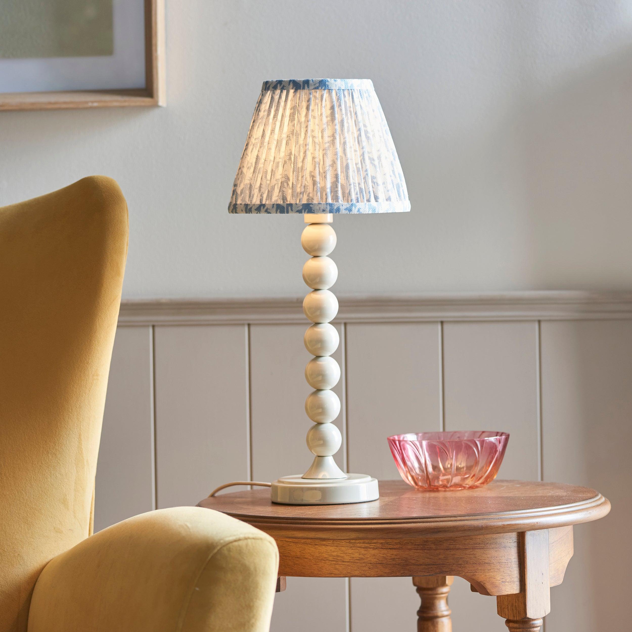 Higgledy White Table Lamp & Leaf 20cm Shell Bay Blue Shade