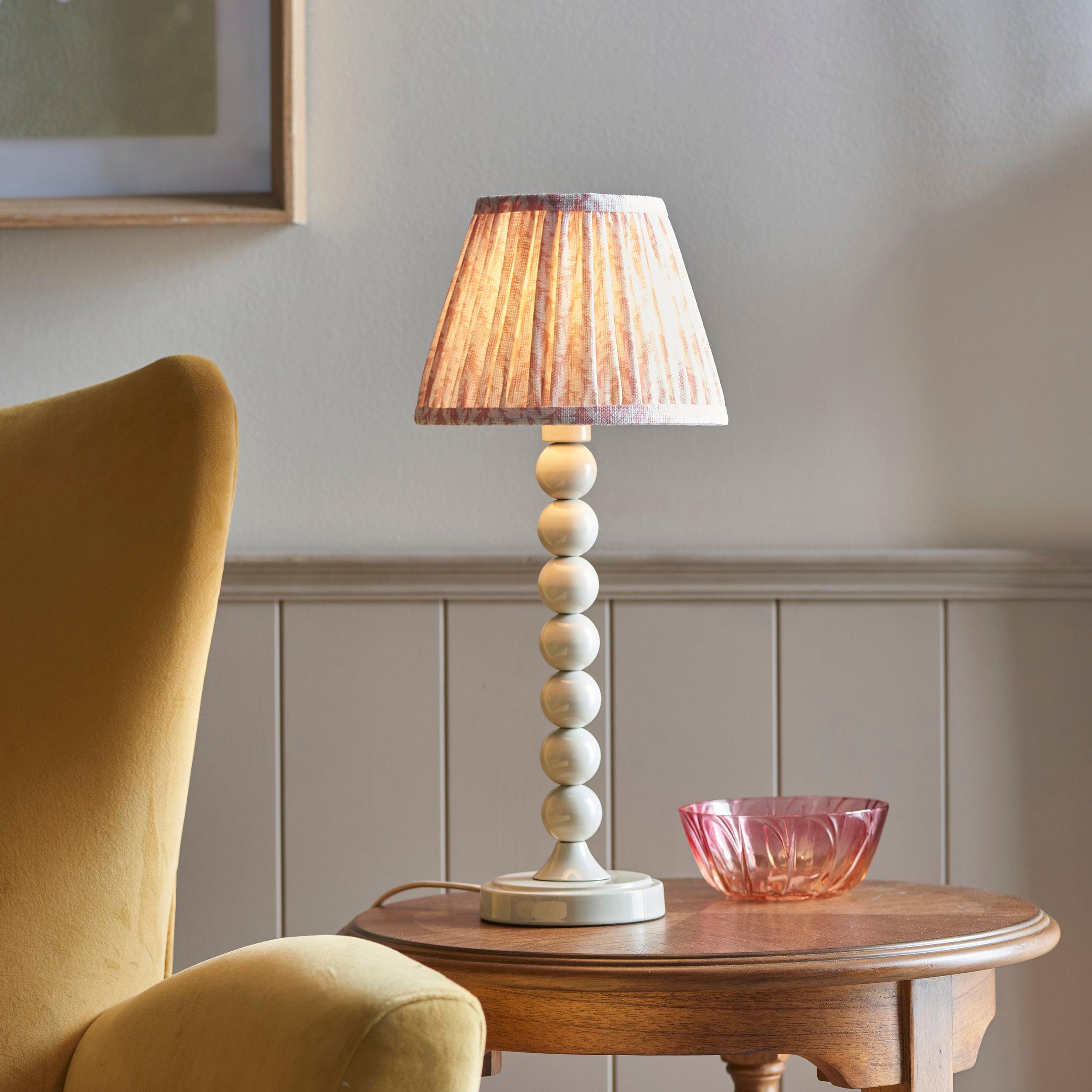 Higgledy White Table Lamp & Leaf 20cm Peachy Keen Shade